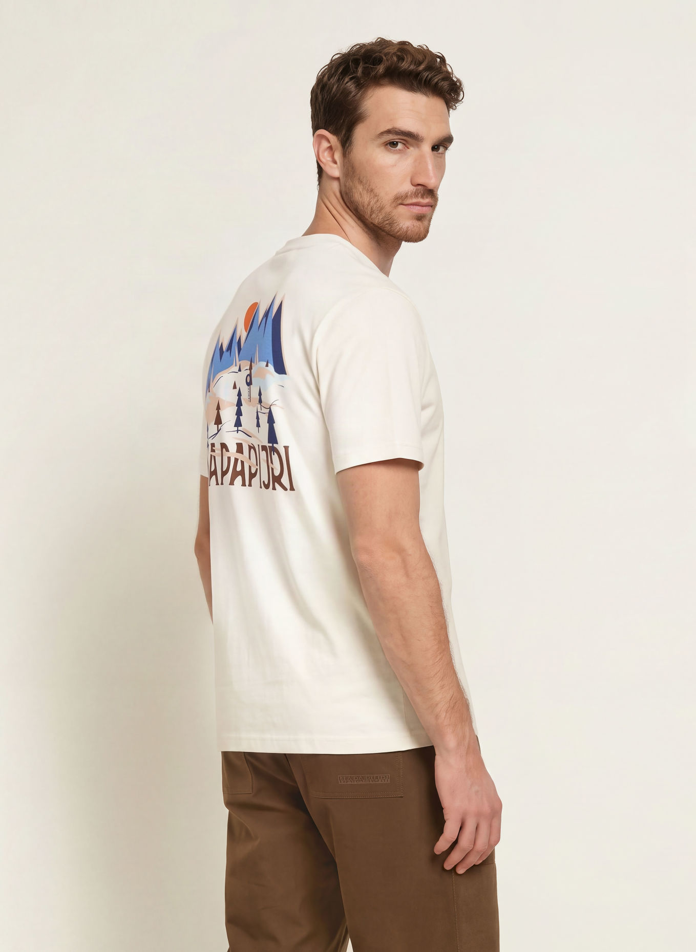 NAPAPIJRI T-shirt: WHITE / DARK BROWN / BLUE