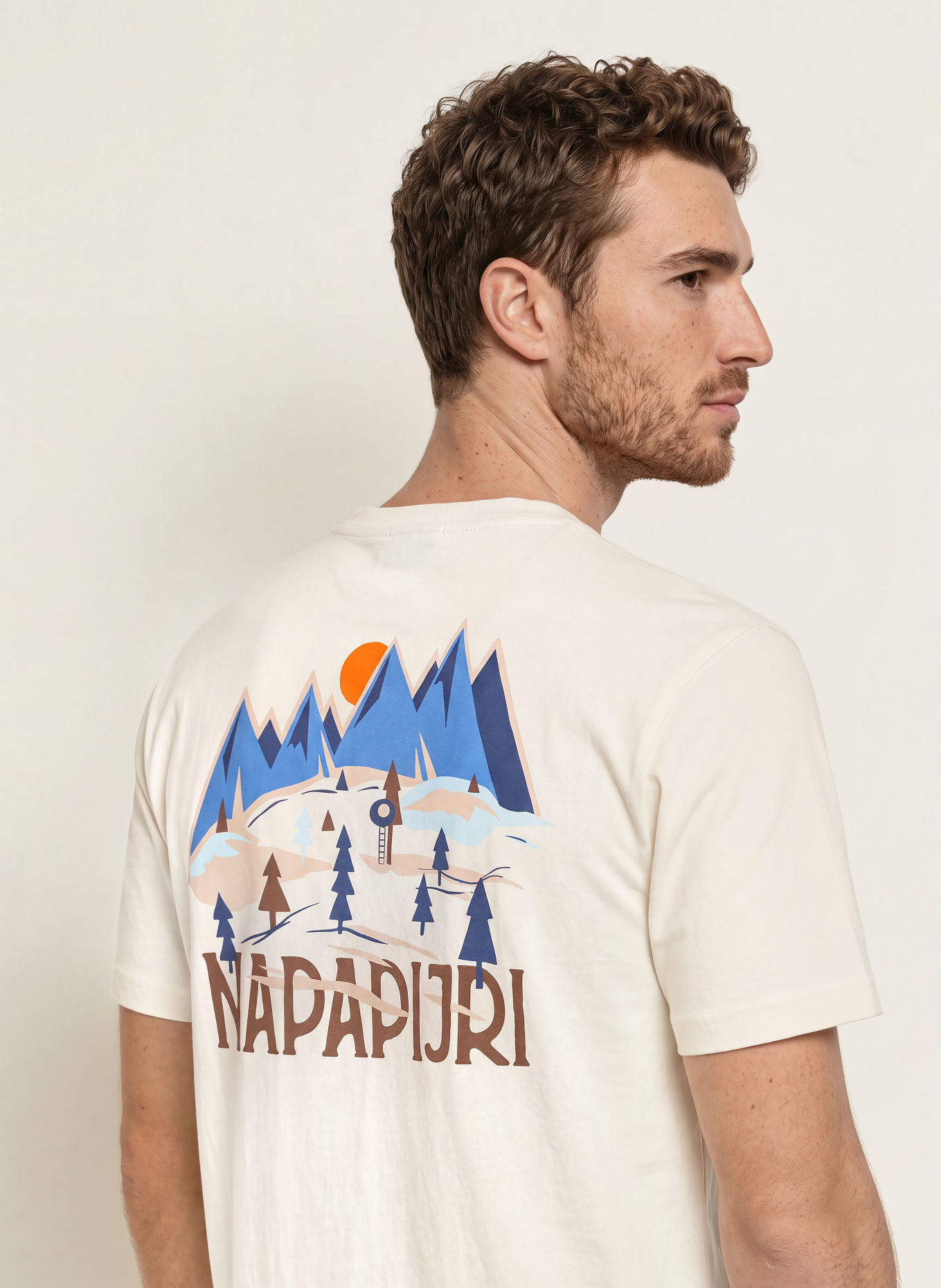 NAPAPIJRI T-shirt: WHITE / DARK BROWN / BLUE