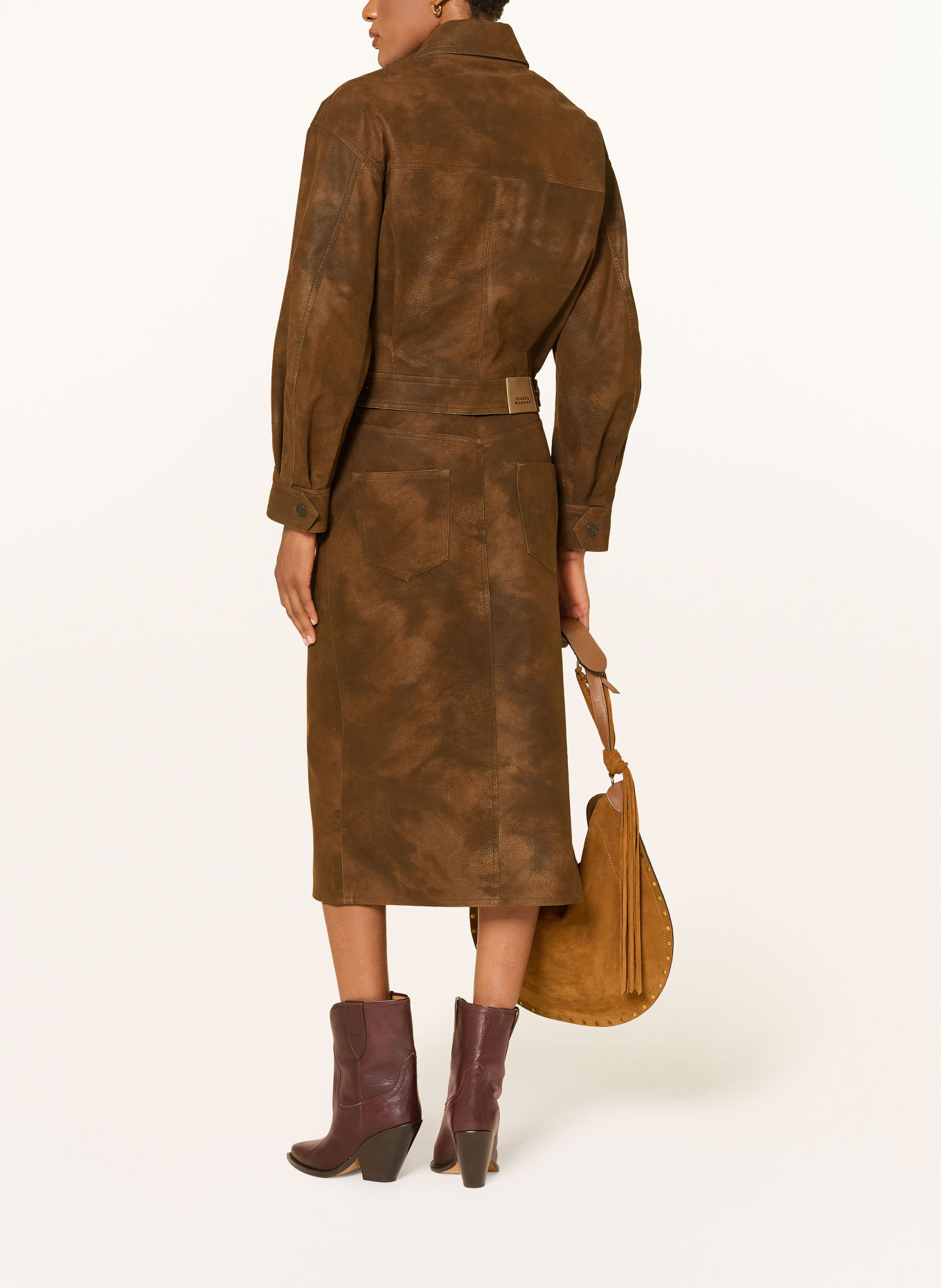 MARANT ÉTOILE BELMA-jas in leerlook: BRUIN