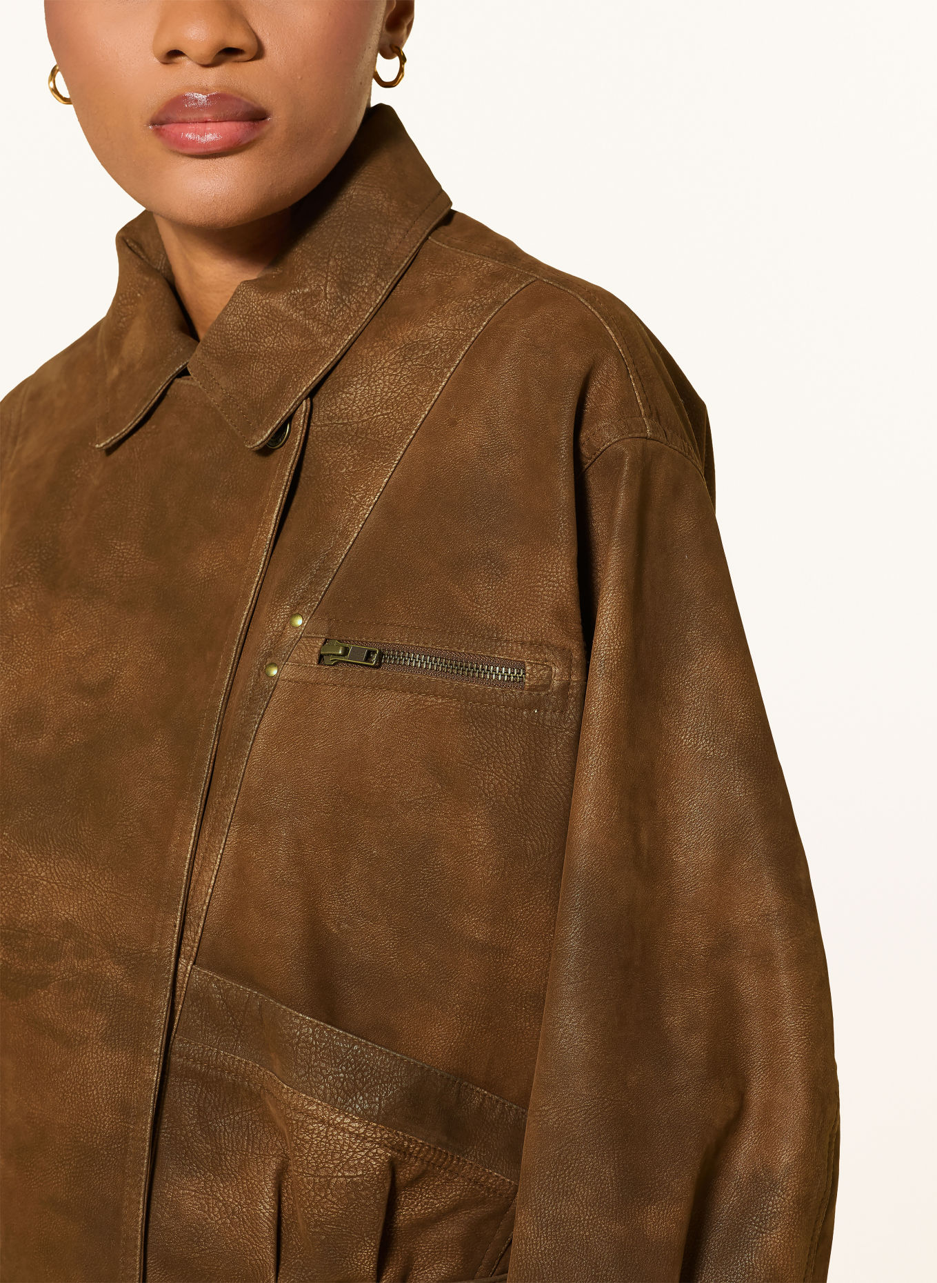 MARANT ÉTOILE BELMA-jas in leerlook: BRUIN