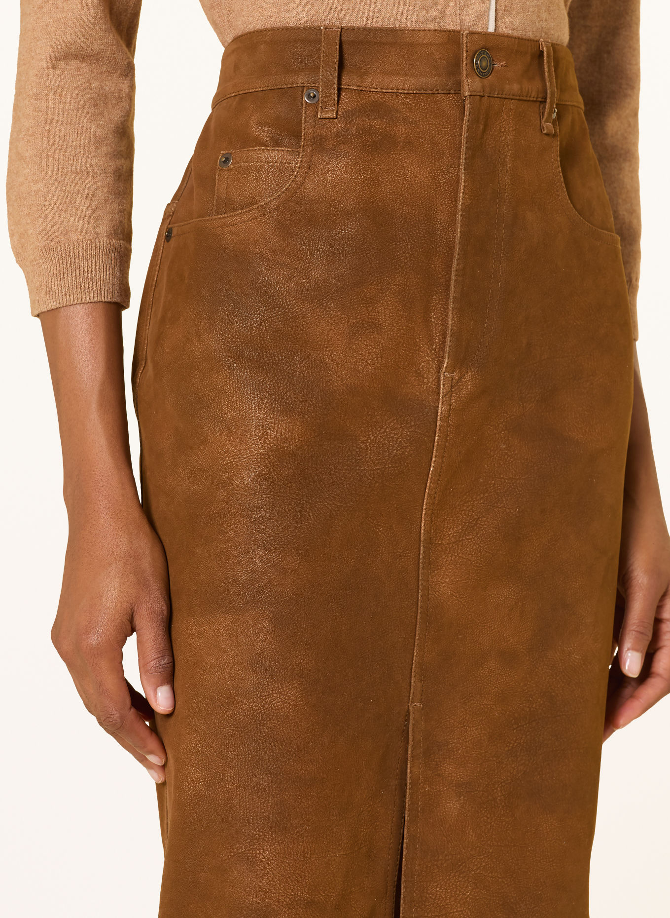 MARANT ÉTOILE BISANE-rok in leerlook: COGNAC