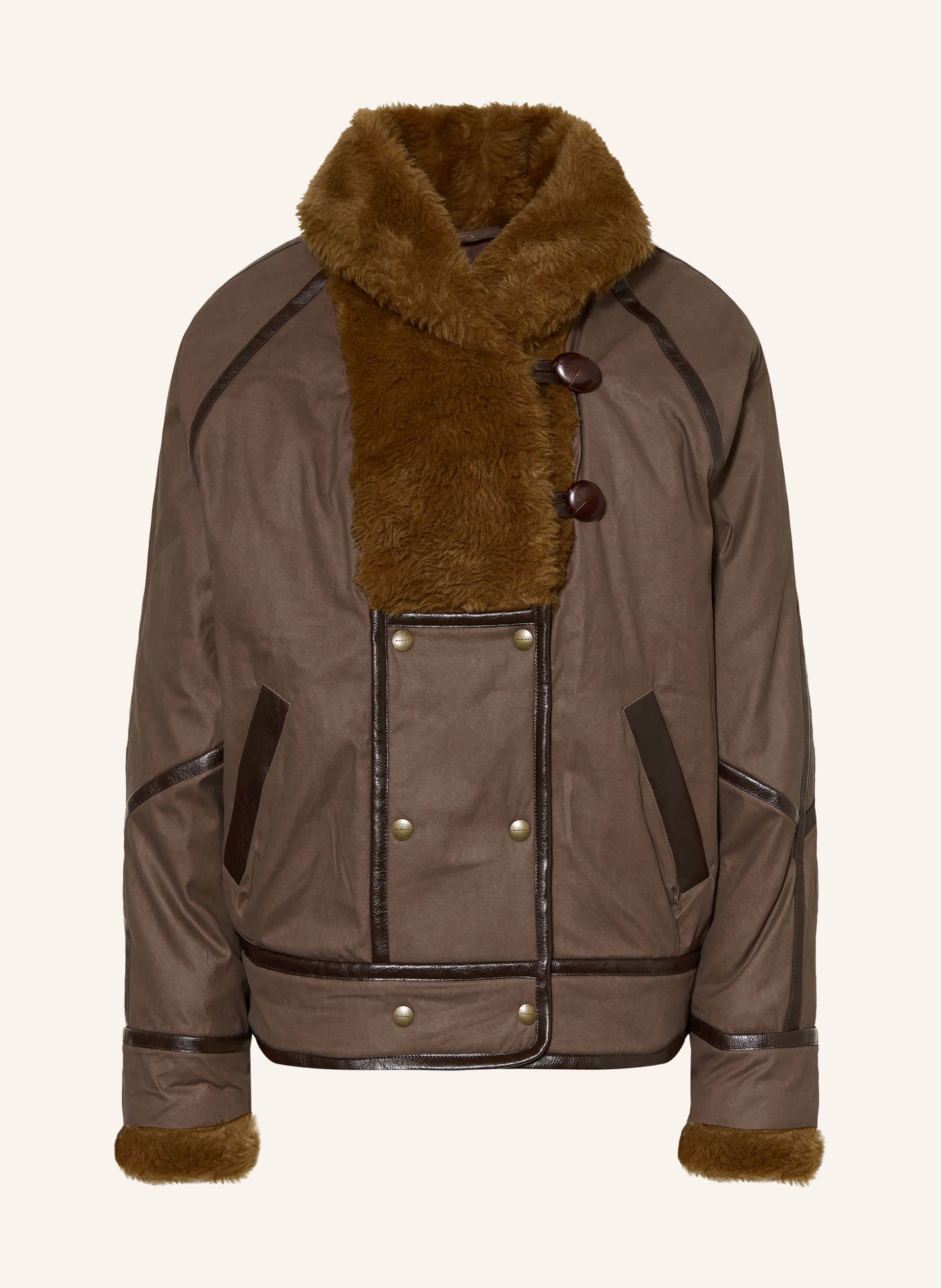 MARANT ÉTOILE Overjacket OLINKA met kunstbont: BRUIN / MARRON FONCÉ