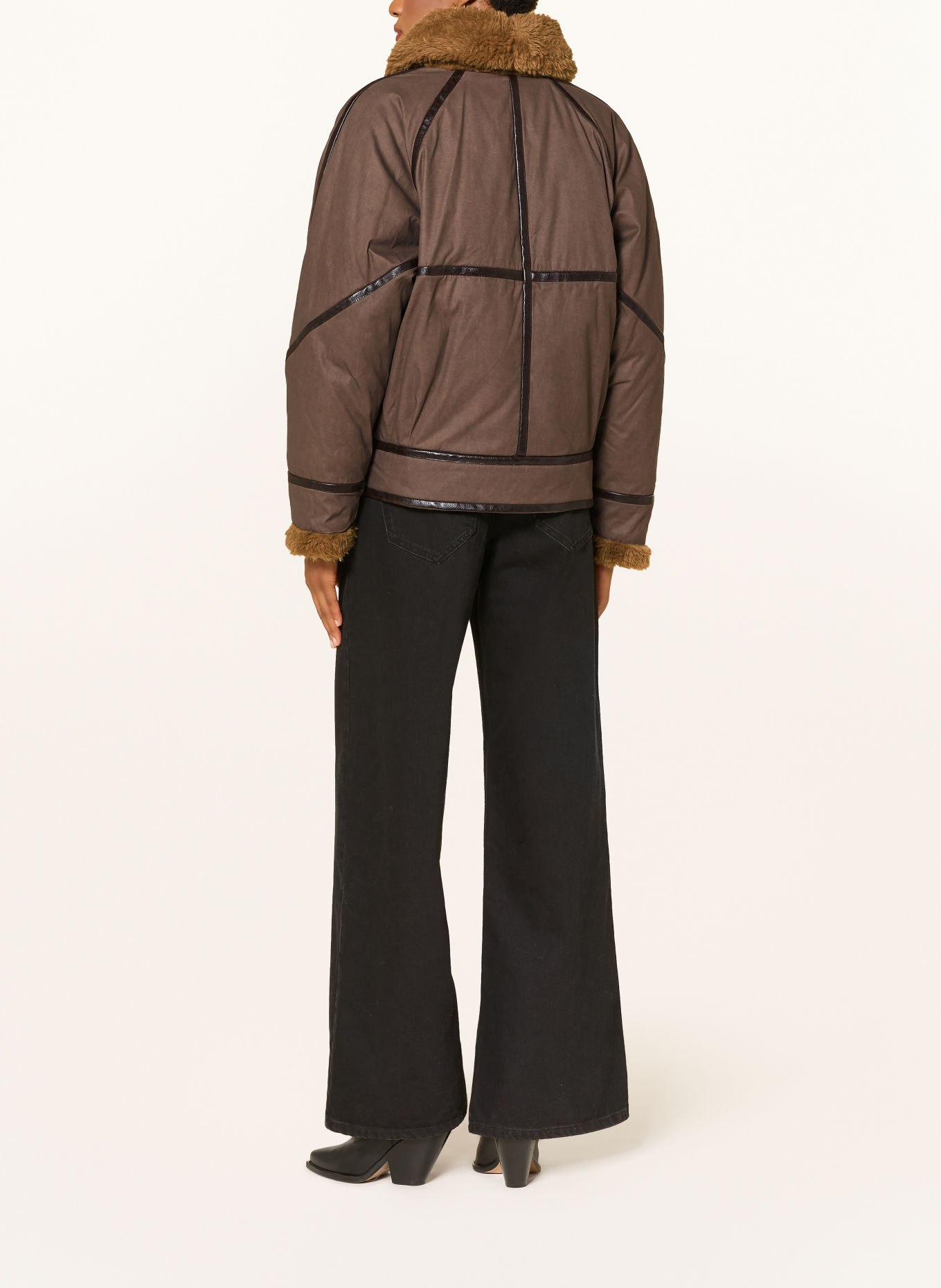 MARANT ÉTOILE Overjacket OLINKA met kunstbont: BRUIN / MARRON FONCÉ