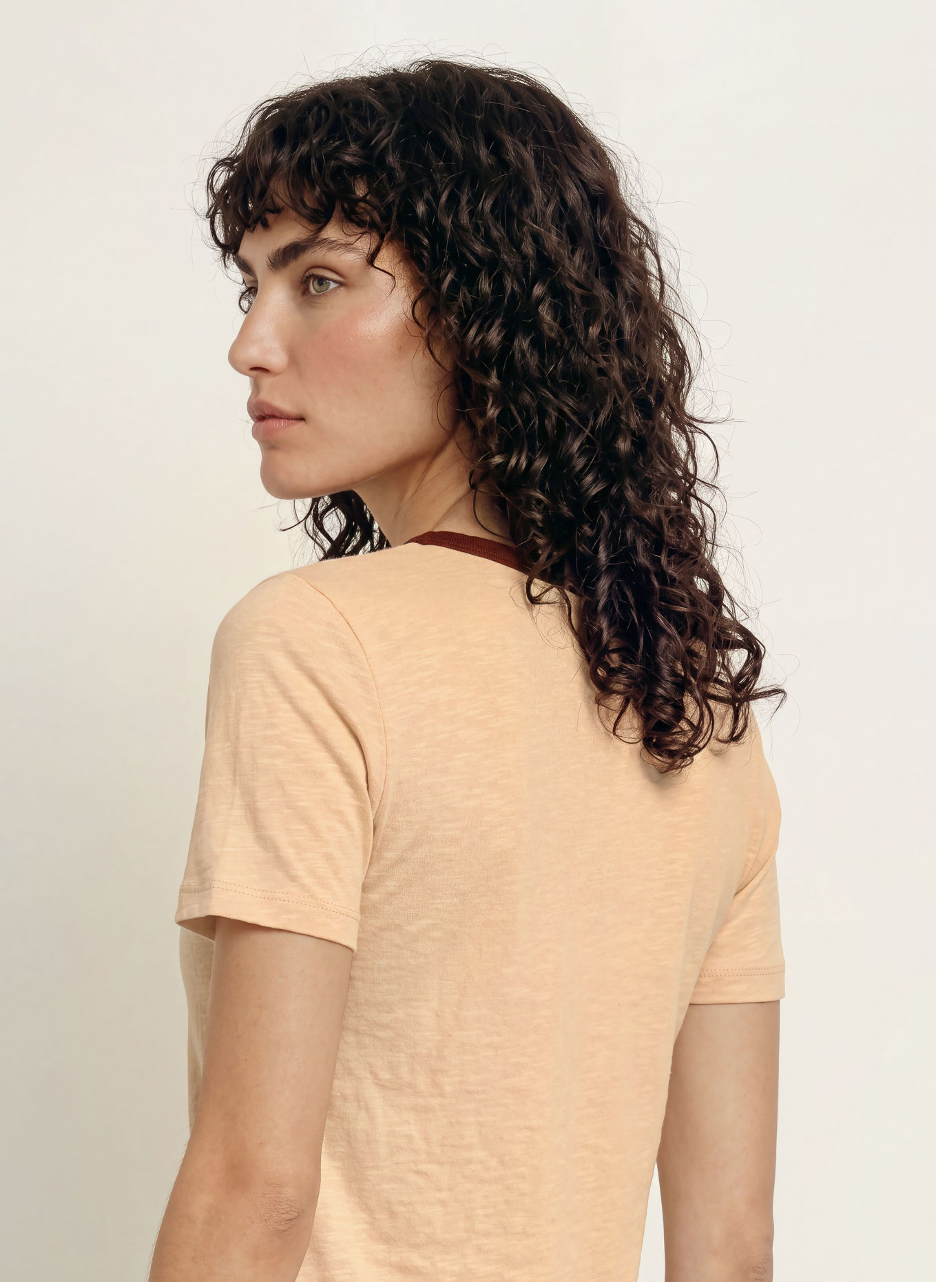 MARANT ÉTOILE T-shirt KILIANN van linnen: BEIGE / TAUPE / DONKERROOD