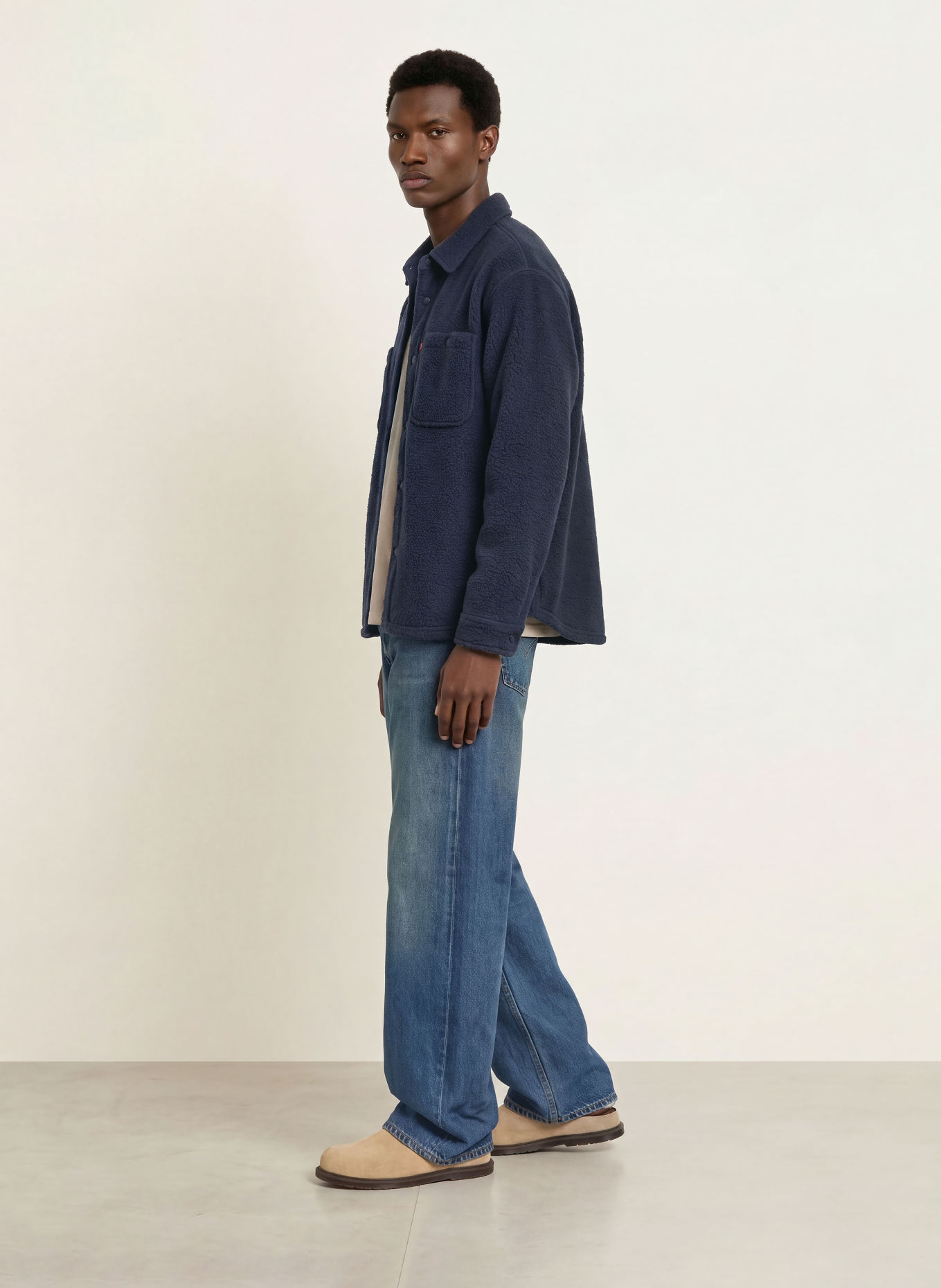 Levi's® Svrchní košile z plyšové kožešiny SHERPA SOFT WORKER: TMAVĚ MODRÁ