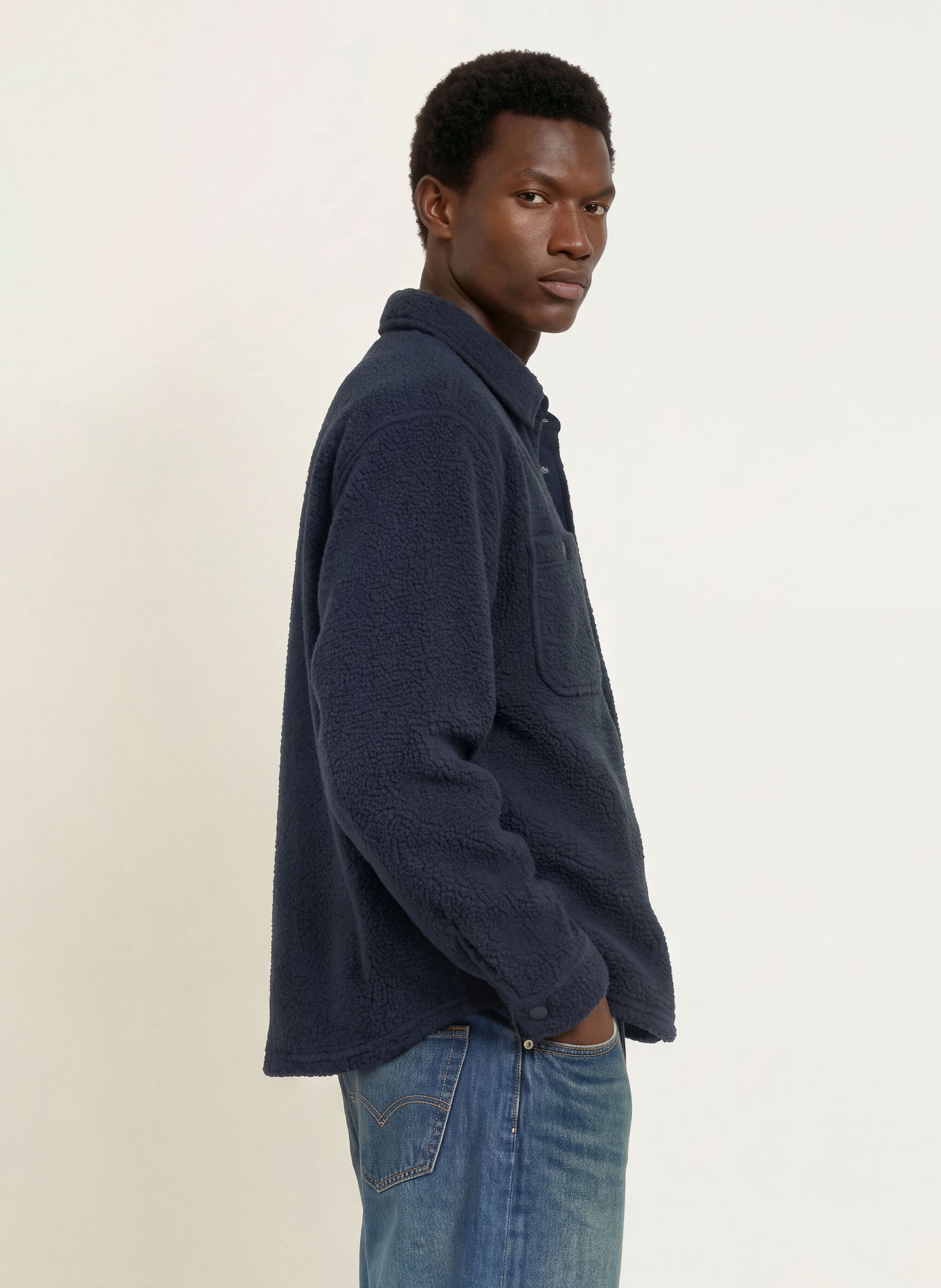 Levi's® Svrchní košile z plyšové kožešiny SHERPA SOFT WORKER: TMAVĚ MODRÁ