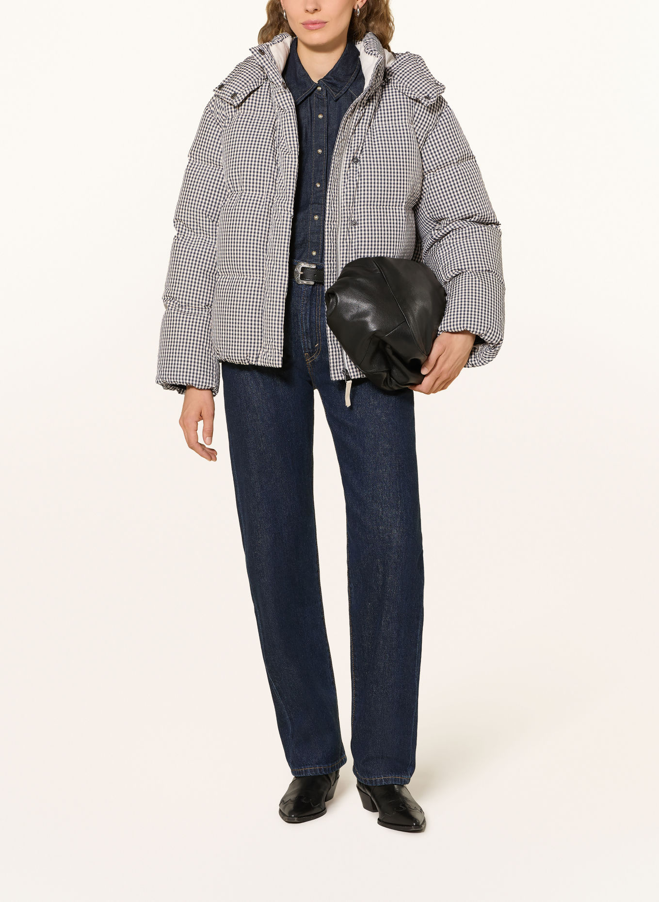 Levi's® Daunenjacke TATE BUBBLE mit abnehmbarer Kapuze: DUNKELBLAU / CREME