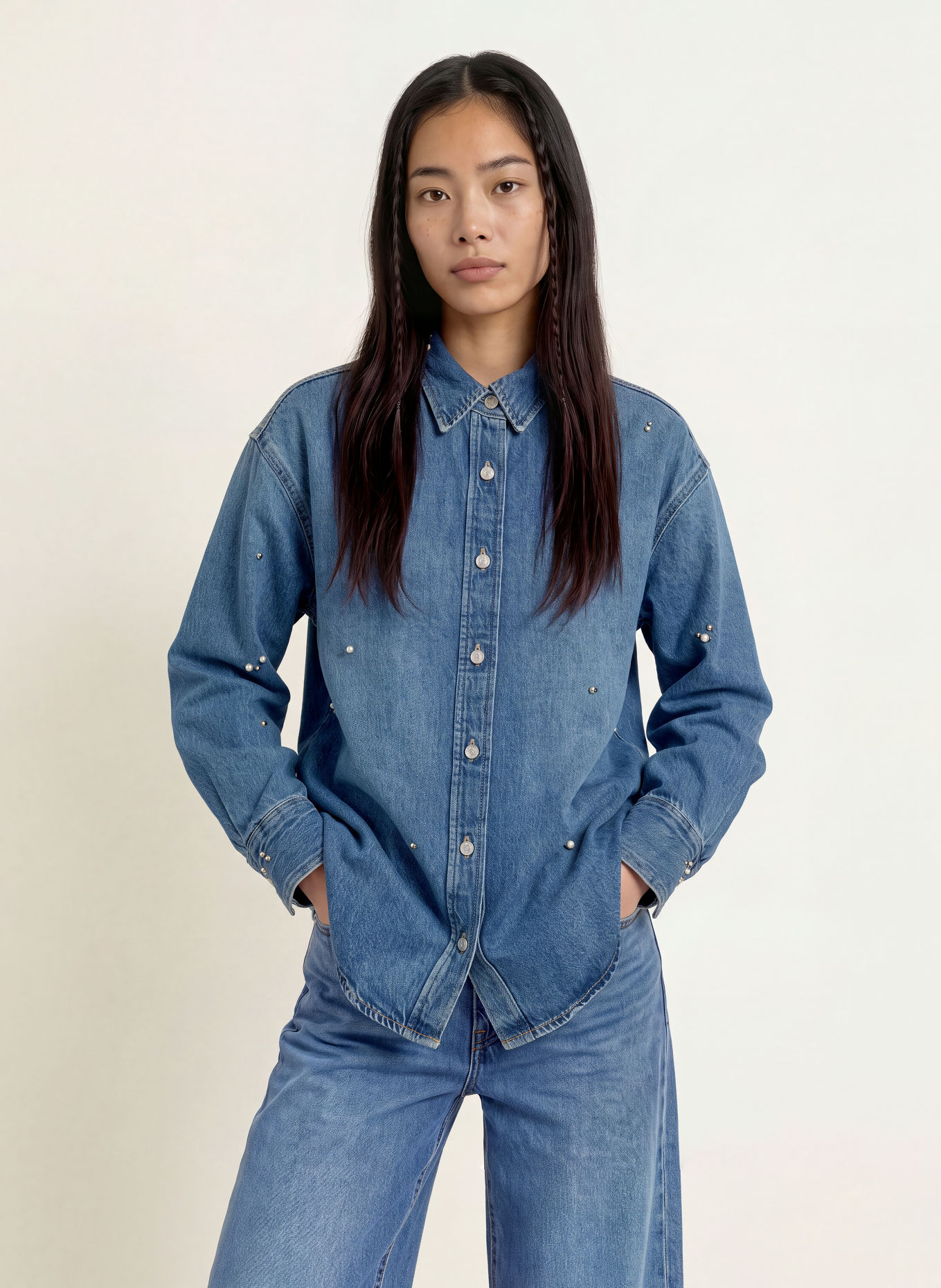 Levi's® Bluzka jeansowa JORDAN z nitami i kamyczkami ozdobnymi: NIEBIESKI