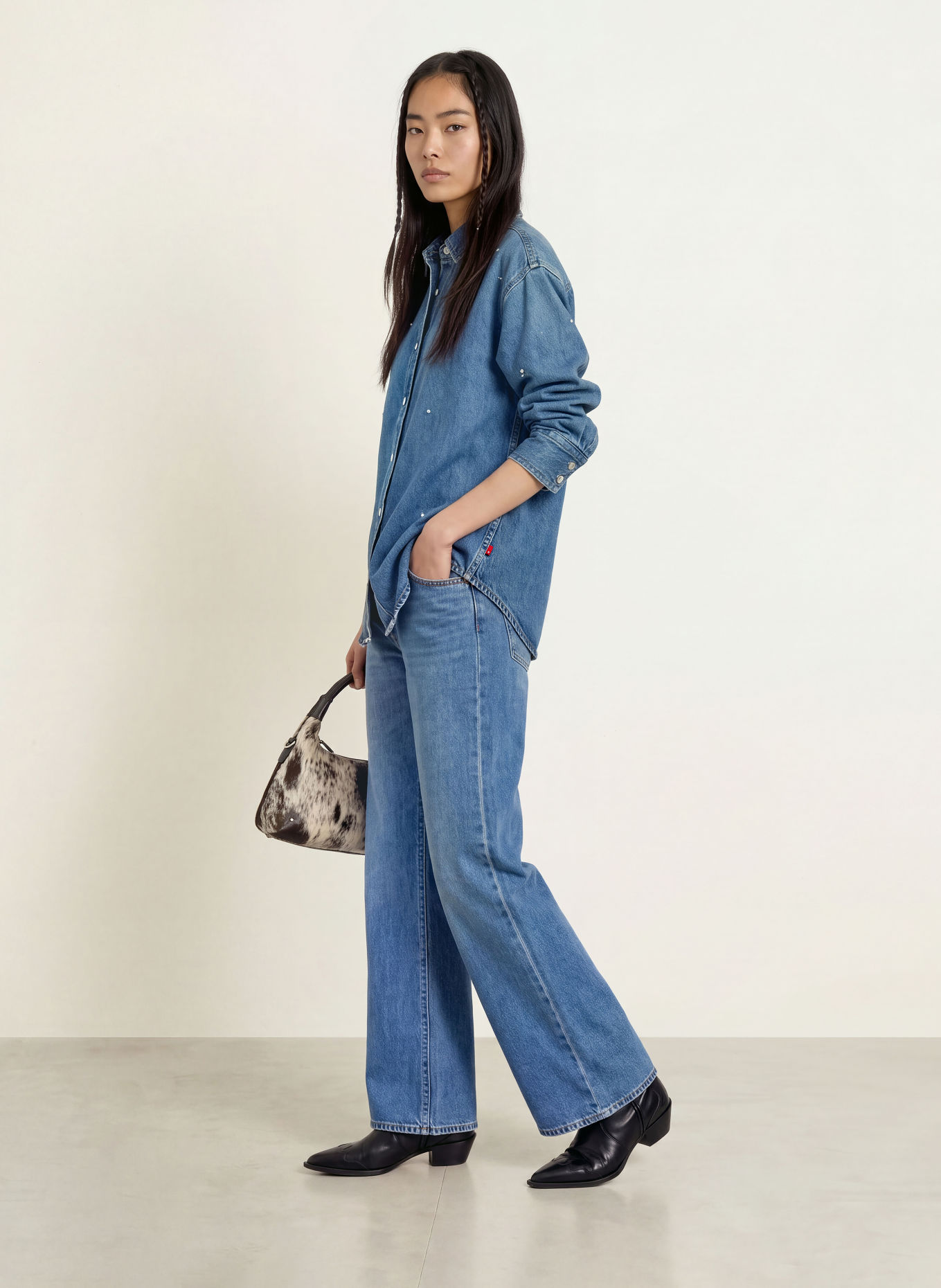 Levi's® Bluzka jeansowa JORDAN z nitami i kamyczkami ozdobnymi: NIEBIESKI