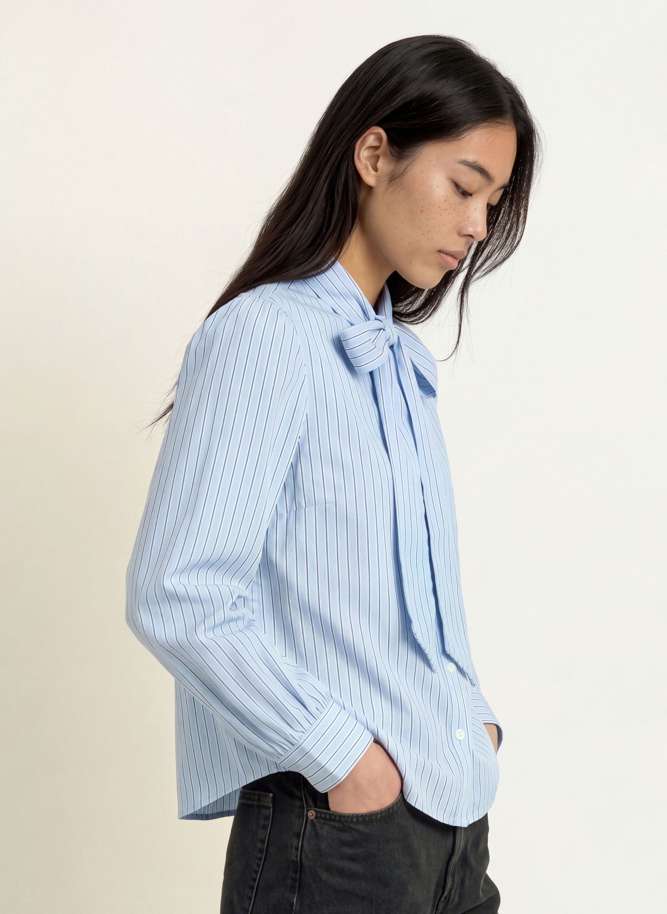 Levi's® Bluză cu fundă JUDICE: ALBASTRU DESCHIS / ALBASTRU ÎNCHIS / ALB