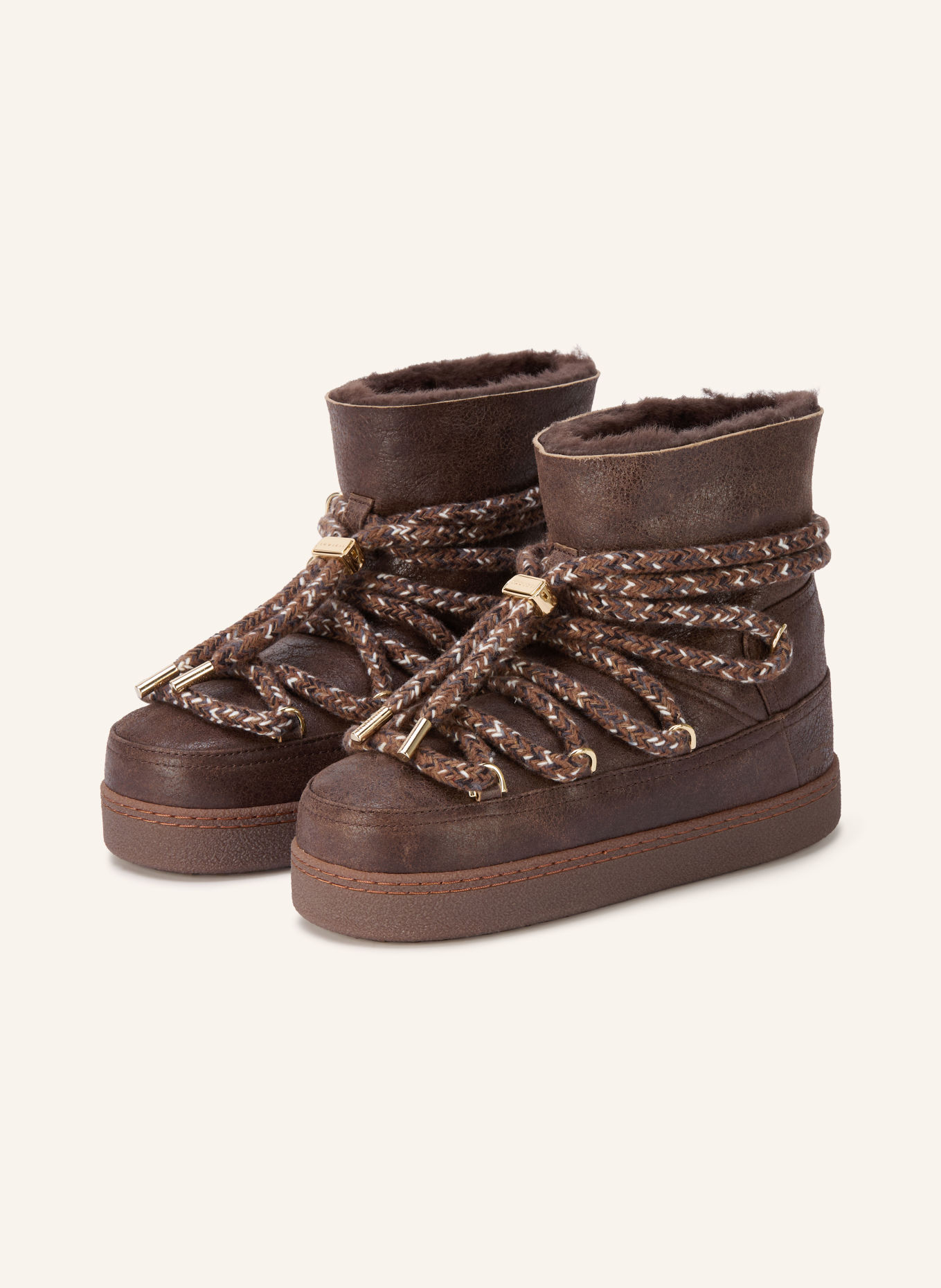 INUIKII VINTAGE Boots: DARK BROWN / GOLD