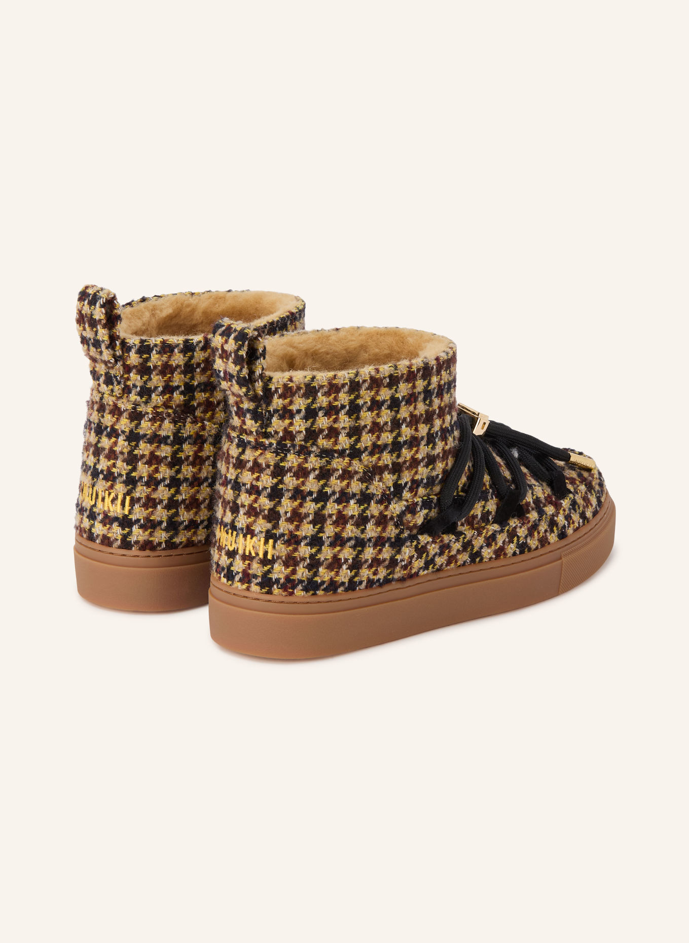 INUIKII Boots PLAID LOW: BEIGE / MARRON / NOIR
