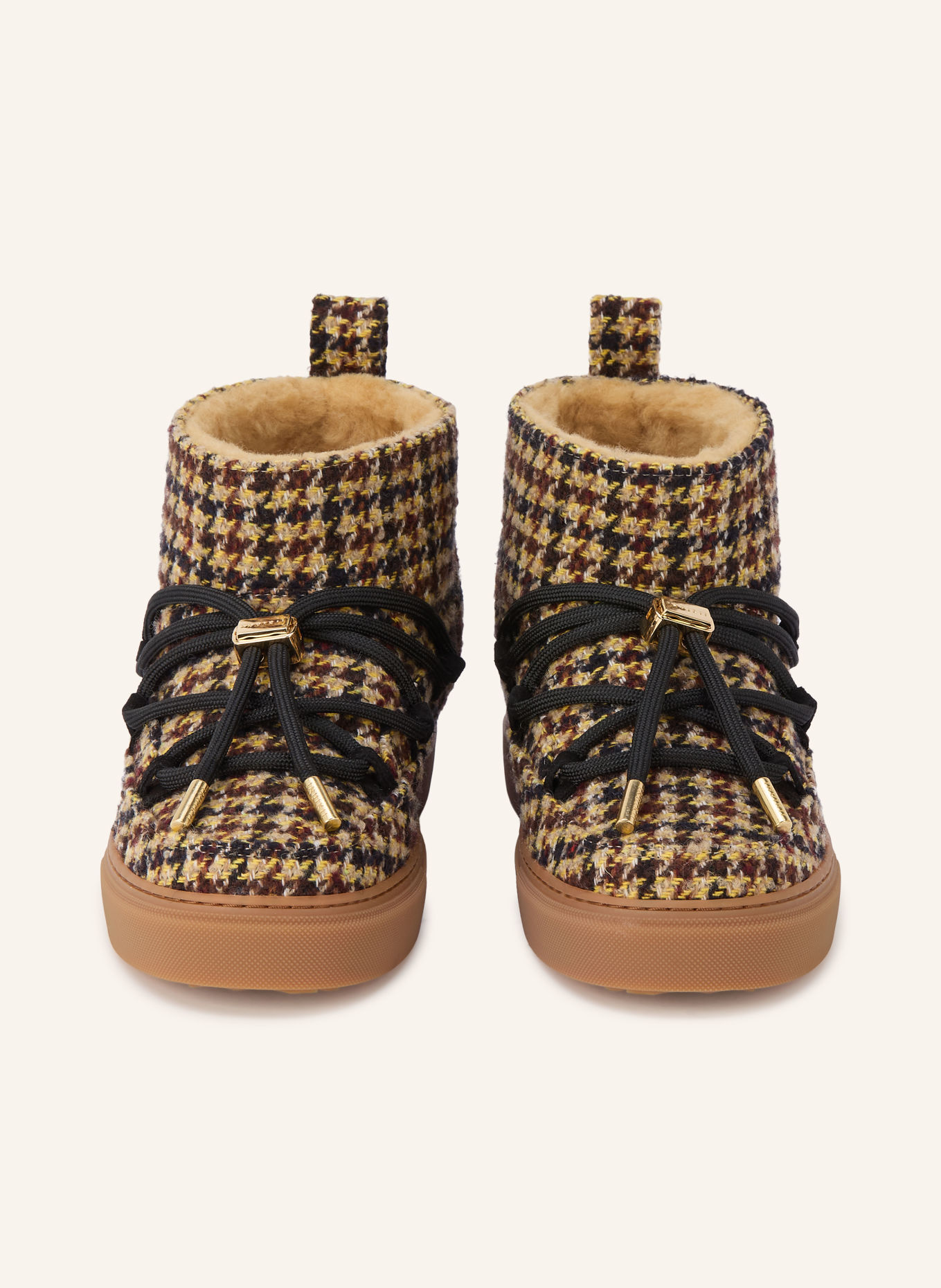 INUIKII Boots PLAID LOW: BEIGE / MARRON / NOIR