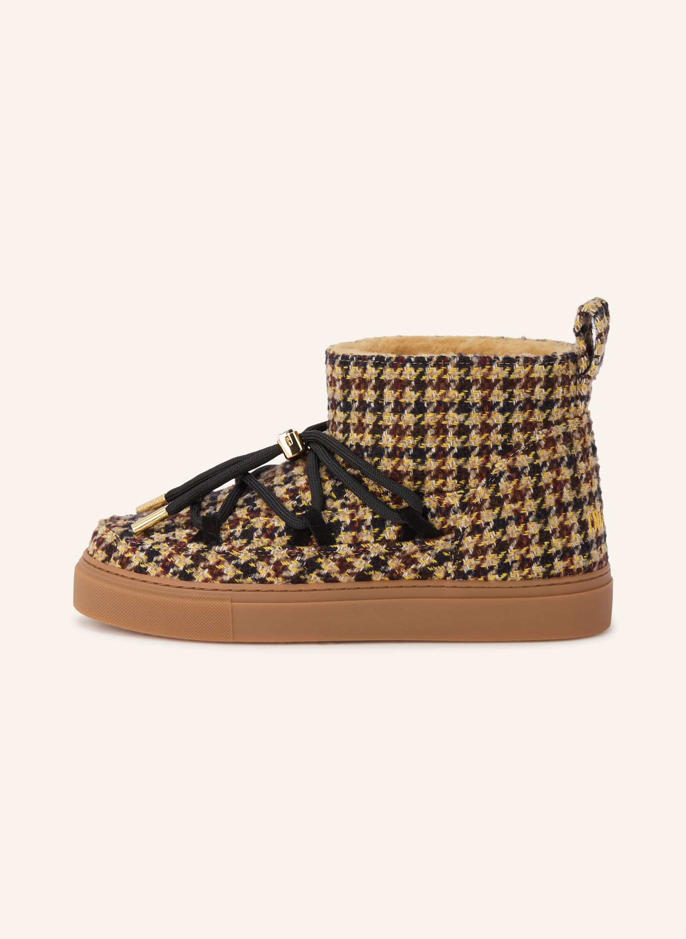 INUIKII Boots PLAID LOW: BEIGE / MARRON / NOIR