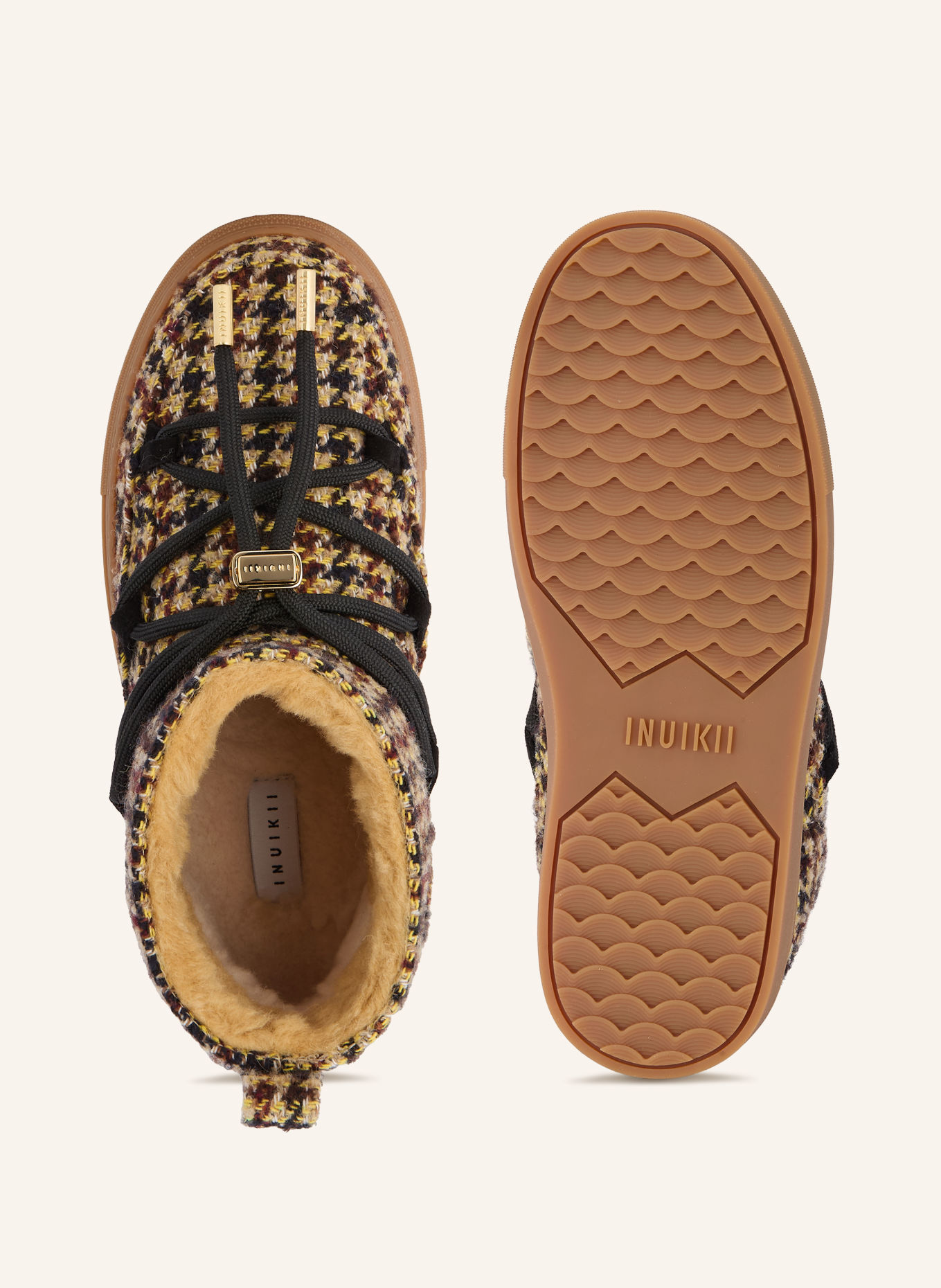 INUIKII Boots PLAID LOW: BEIGE / MARRON / NOIR