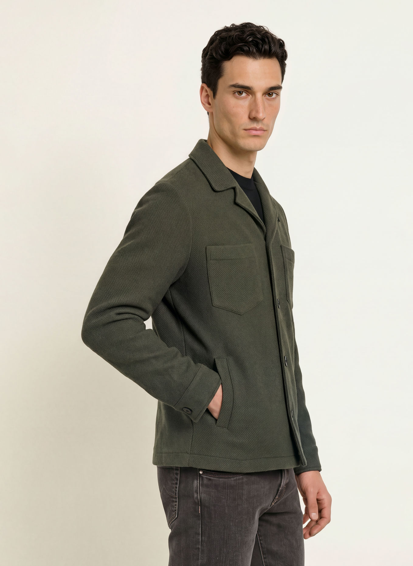 JACOB COHEN Overjacket RAW met kasjmier: DONKERGROEN