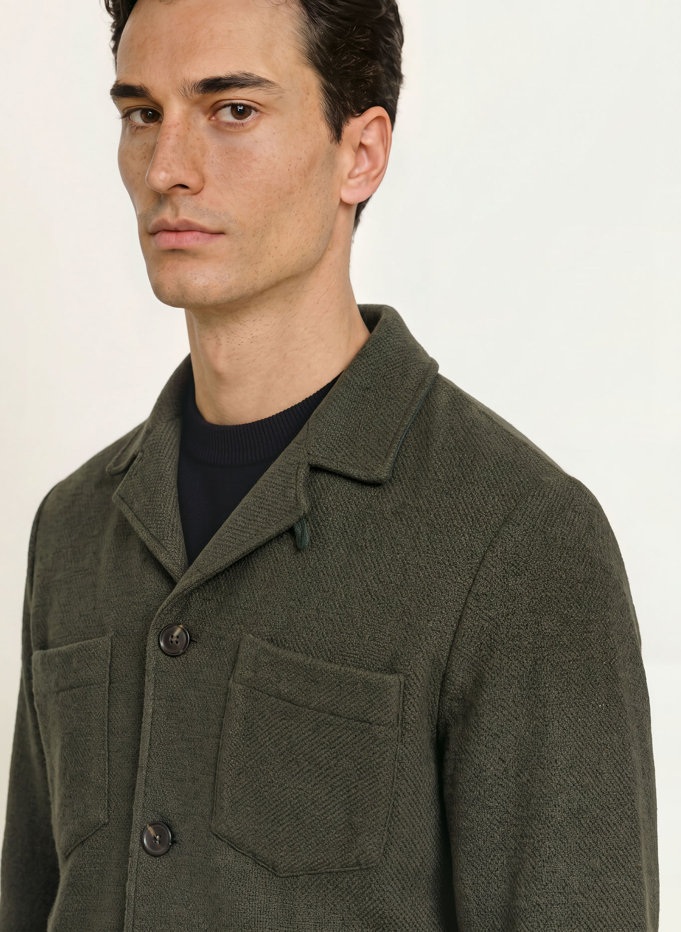 JACOB COHEN Overjacket RAW met kasjmier: DONKERGROEN