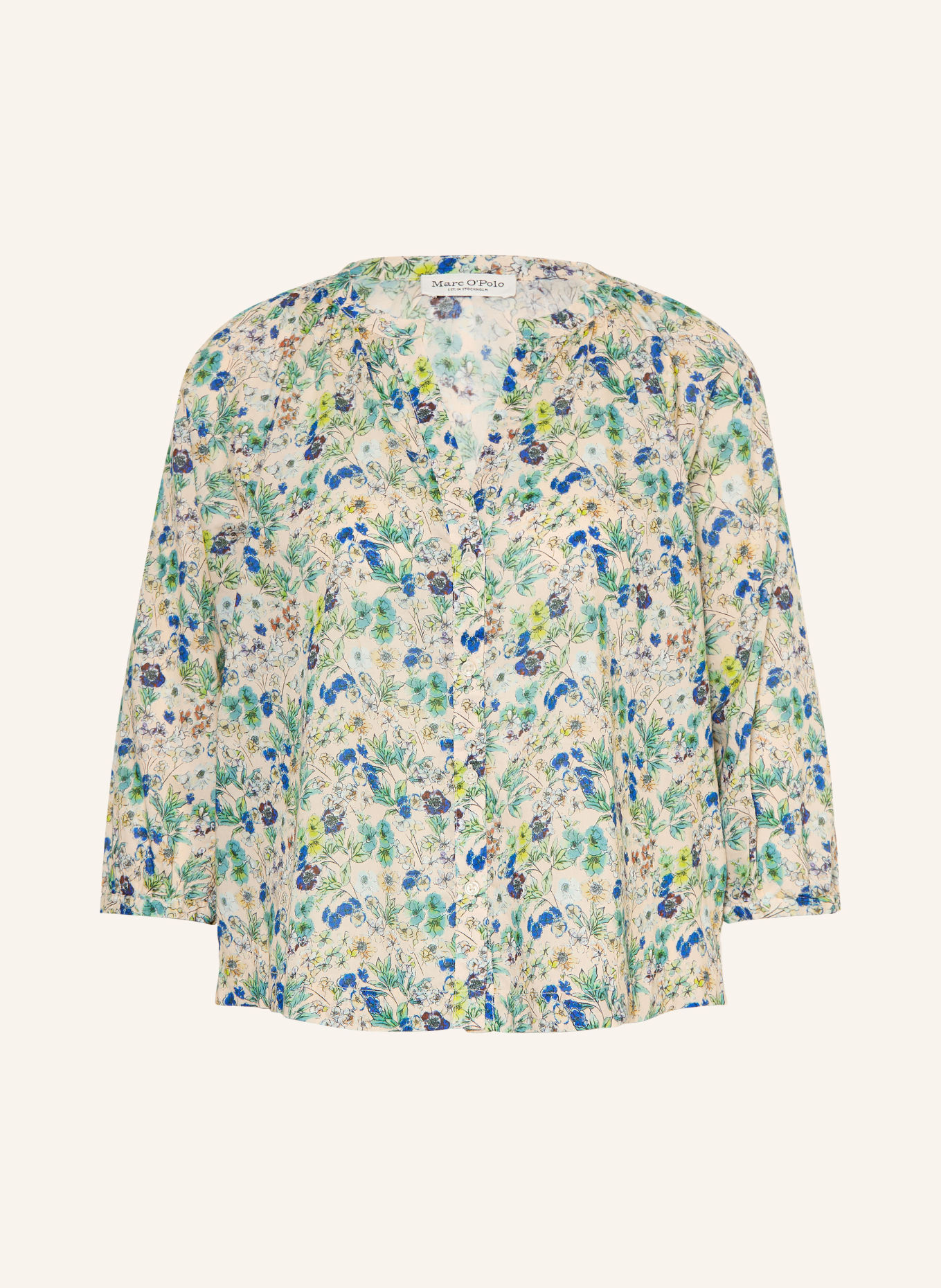 Marc O'Polo Blouse met 3/4-mouwen: BEIGE / LICHTGROEN / BLAUW