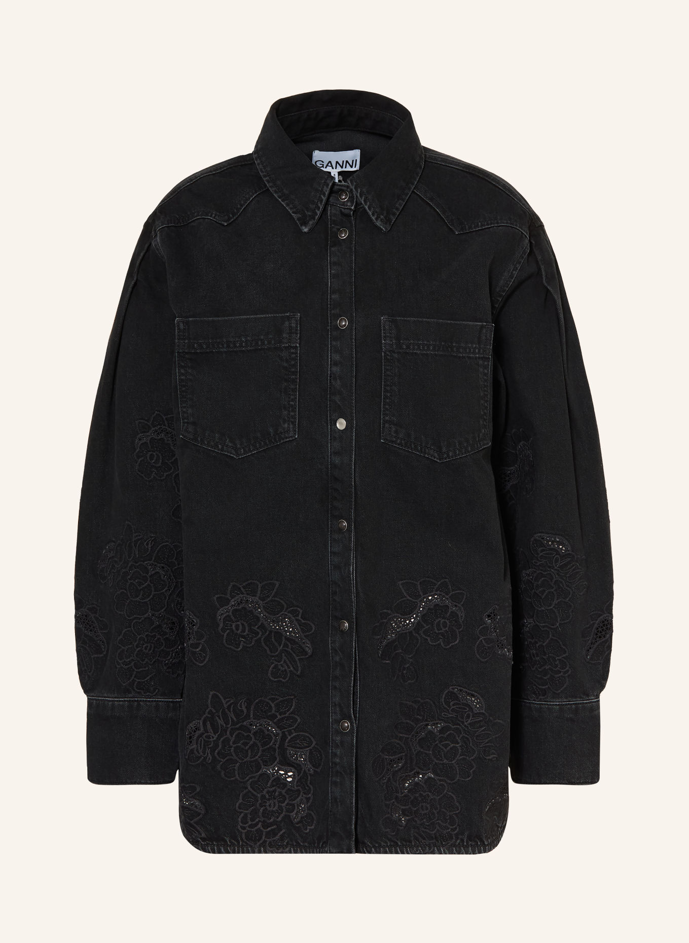 GANNI Jeans-Overjacket: 055 BLACK WASHED