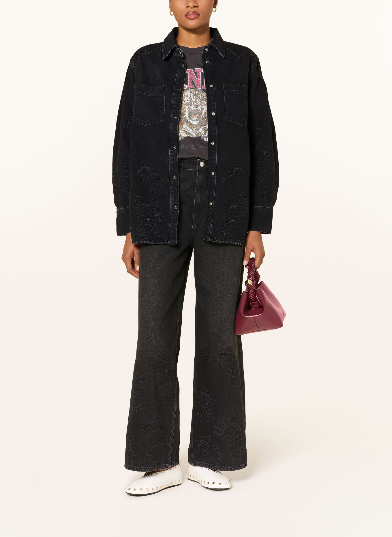 GANNI Jeans-Overjacket: 055 BLACK WASHED
