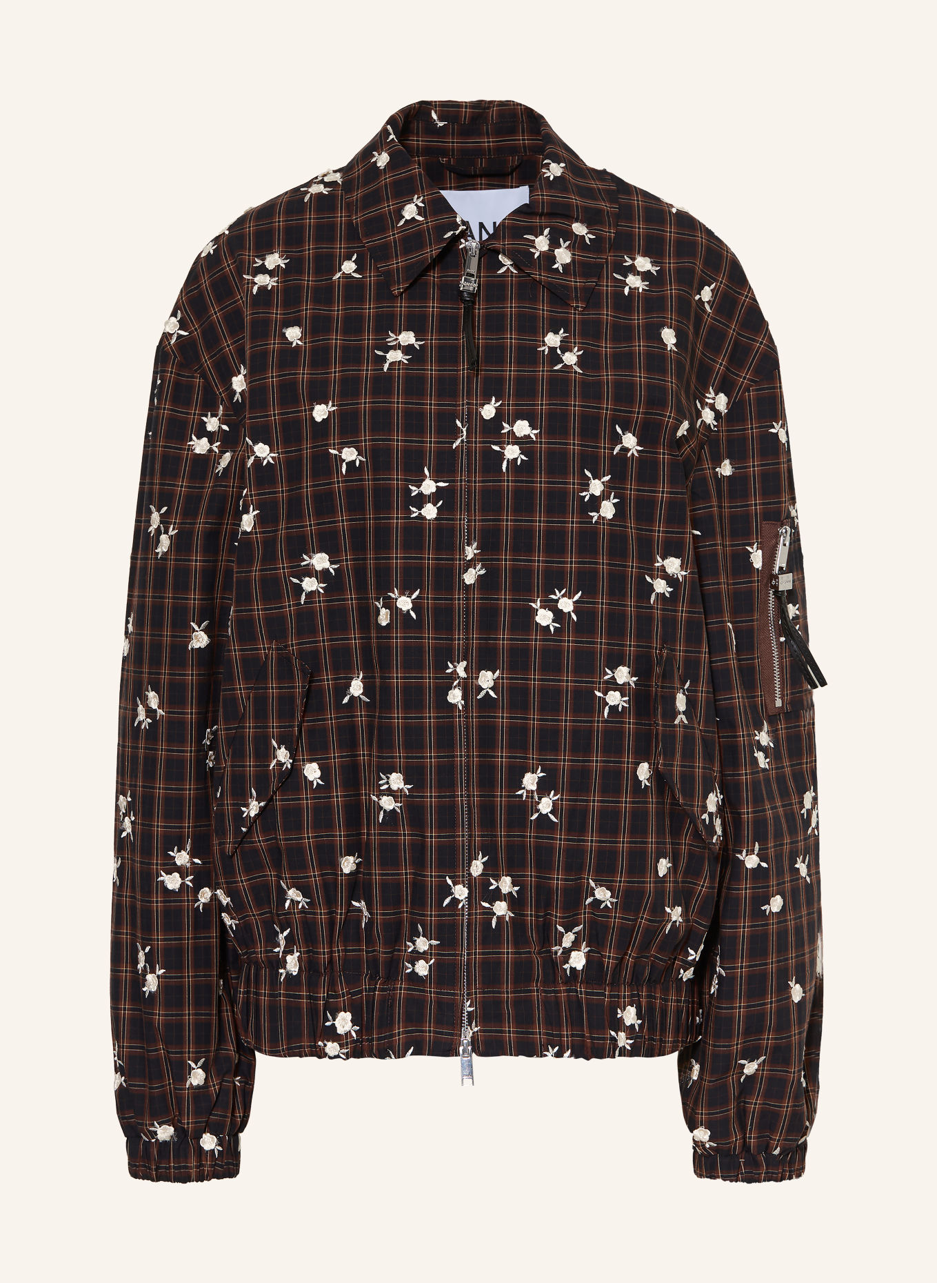 GANNI Blouson: BRUIN / CRÈME / ZWART