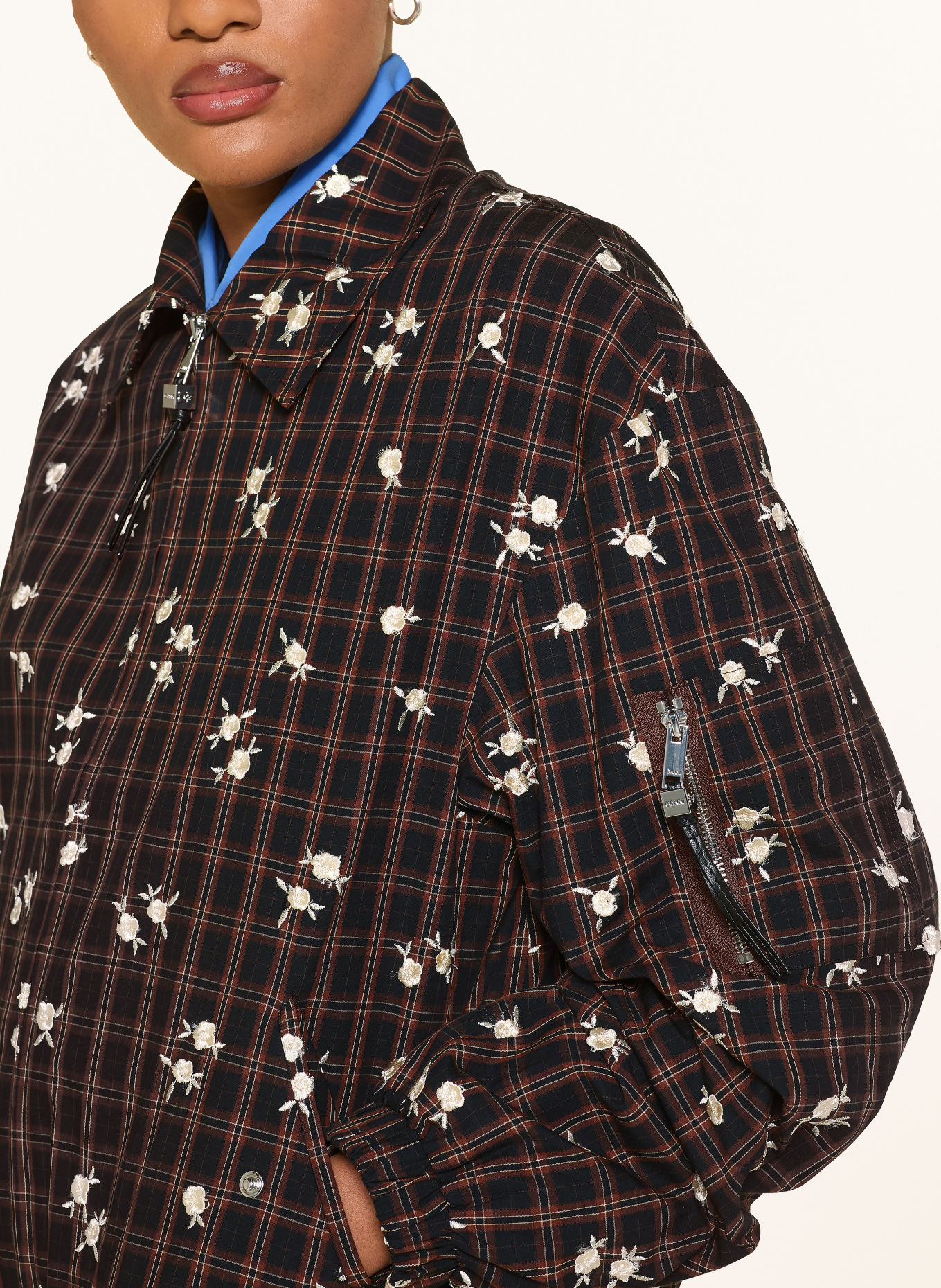 GANNI Blouson: BRUIN / CRÈME / ZWART
