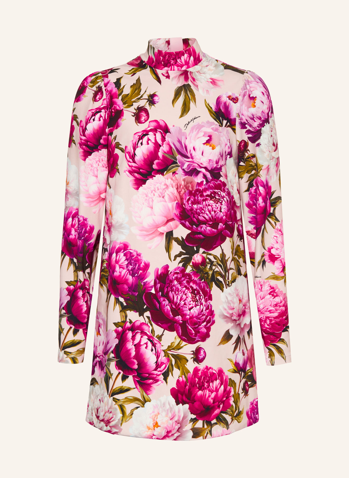 DOLCE & GABBANA Kleid: BEIGE / FUCHSIA / PINK