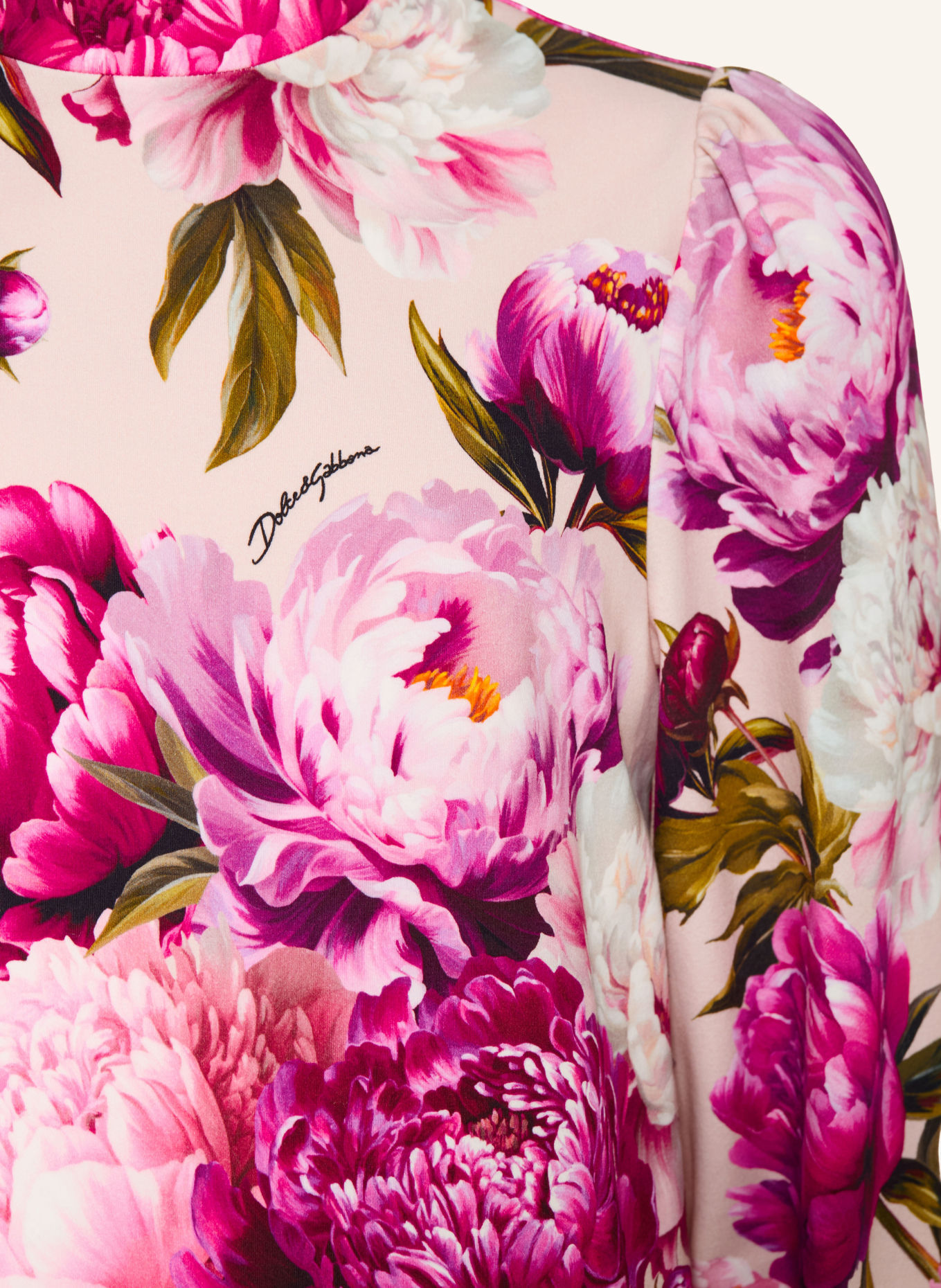 DOLCE & GABBANA Kleid: BEIGE / FUCHSIA / PINK