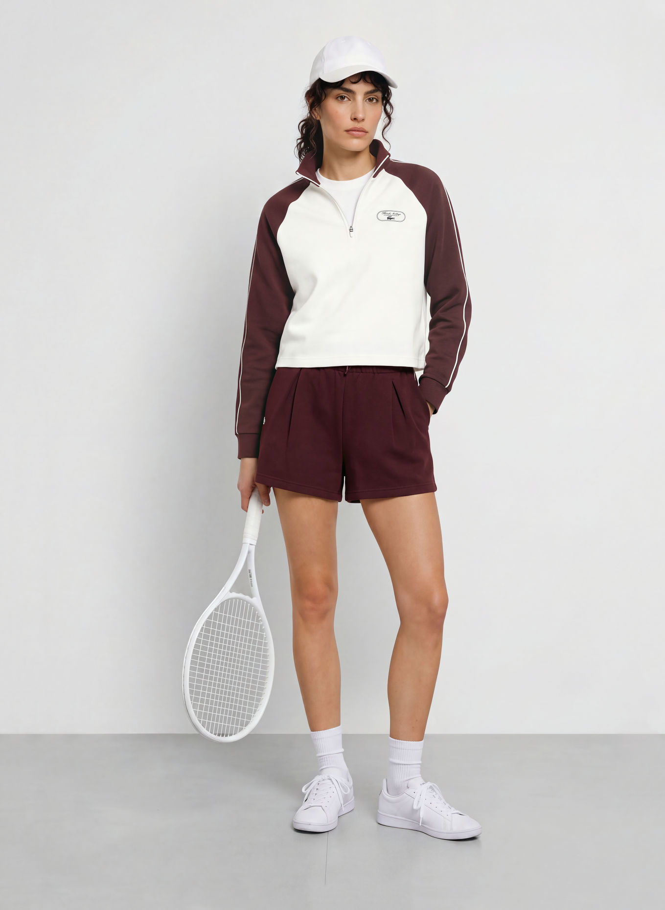 LACOSTE Short de tennis TENNIS HERITAGE: ROUGE FONCÉ / BLANC