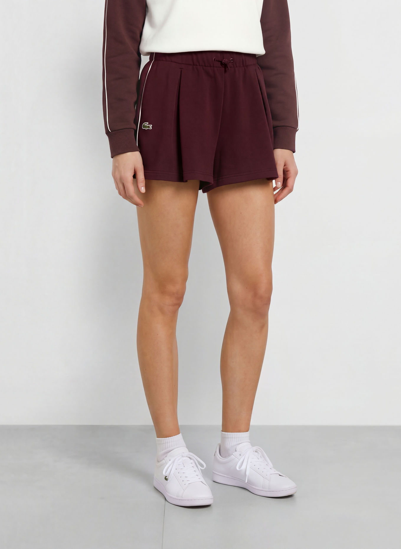 LACOSTE Short de tennis TENNIS HERITAGE: ROUGE FONCÉ / BLANC