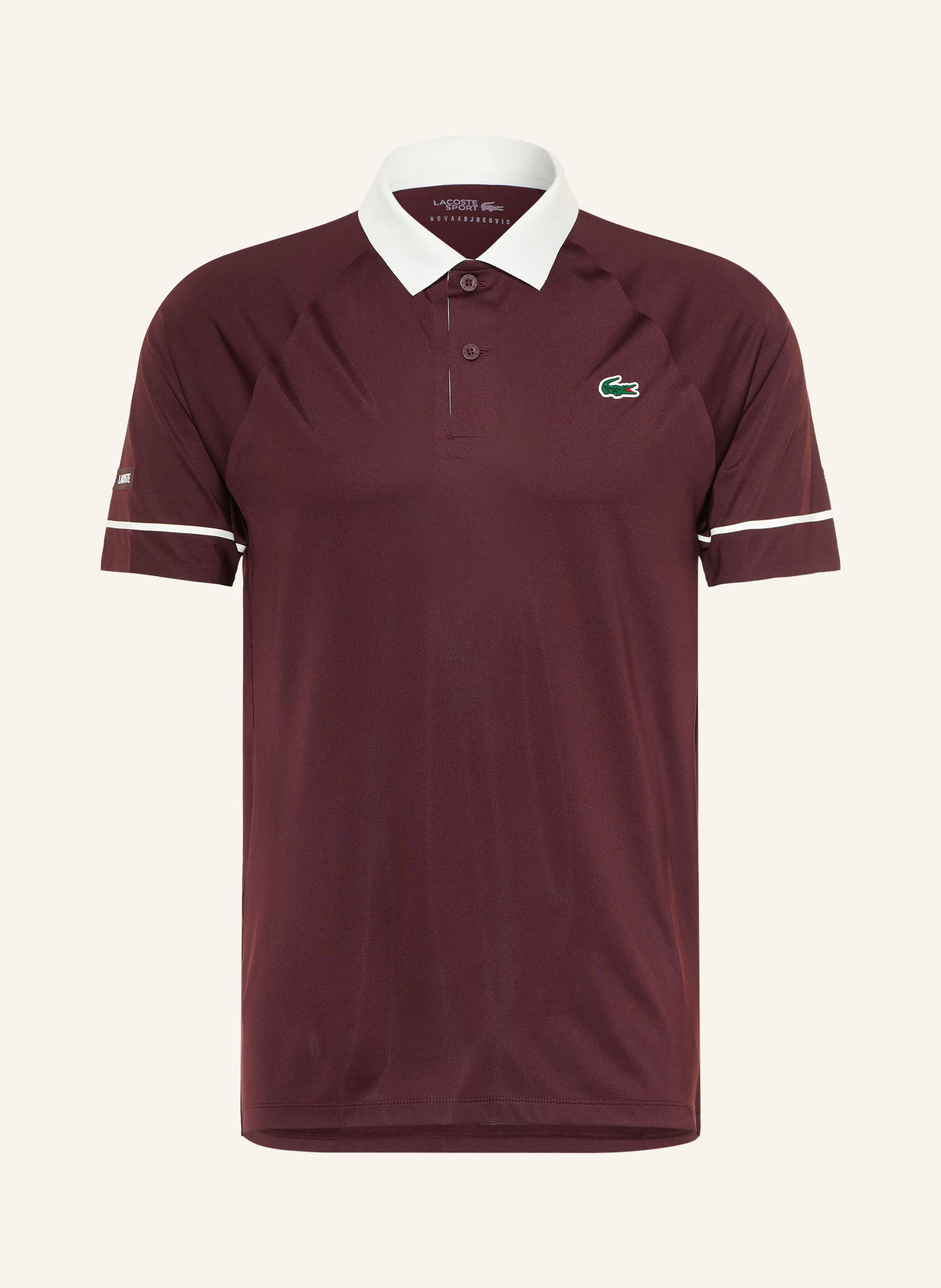 LACOSTE Funktions-Poloshirt Slim Fit: DUNKELROT / WEISS