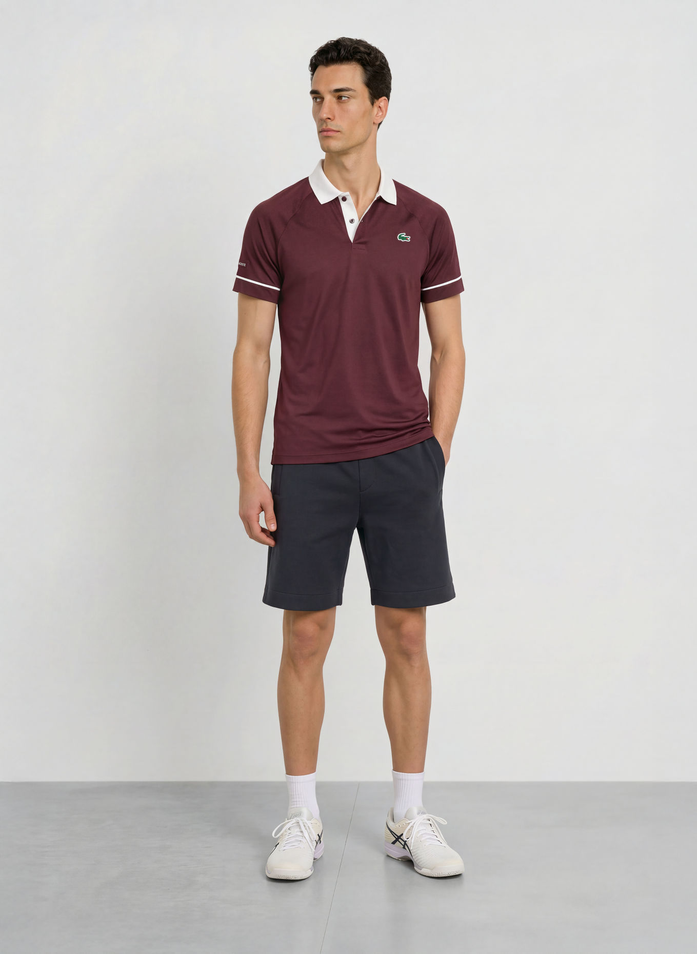 LACOSTE Funktions-Poloshirt Slim Fit: DUNKELROT / WEISS