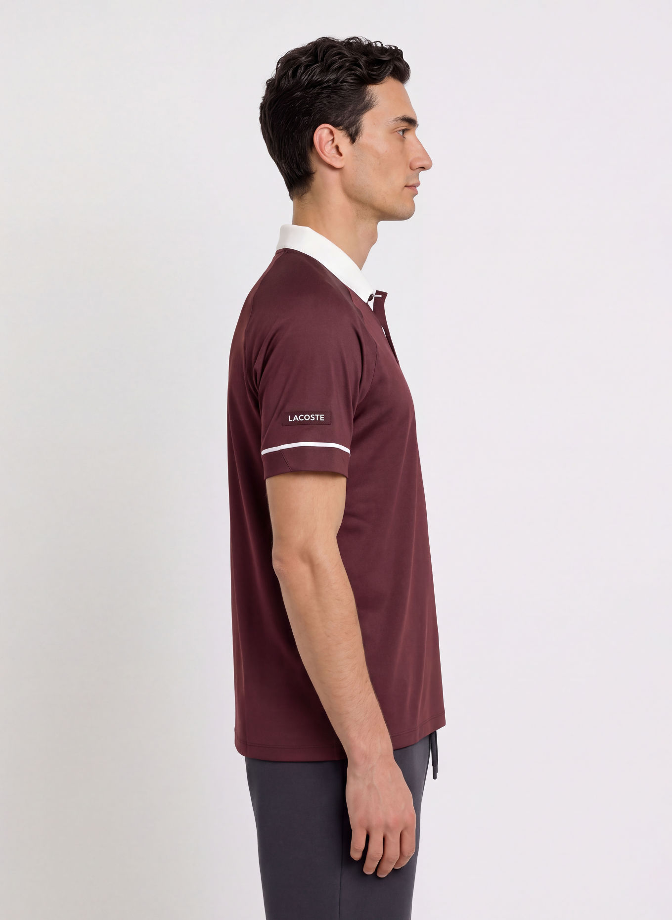 LACOSTE Funktions-Poloshirt Slim Fit: DUNKELROT / WEISS