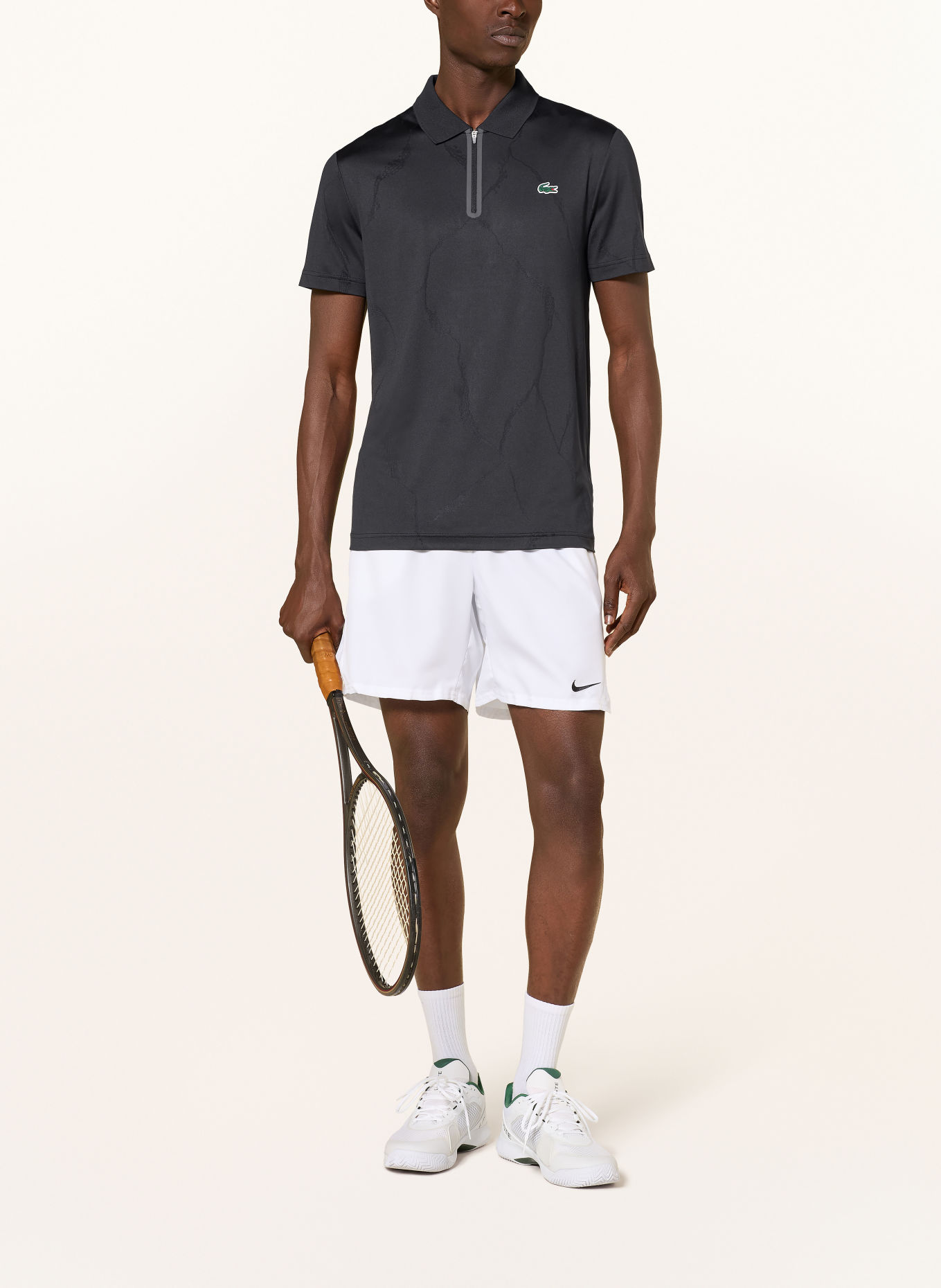 LACOSTE Funktions-Poloshirt Slim Fit: SCHWARZ