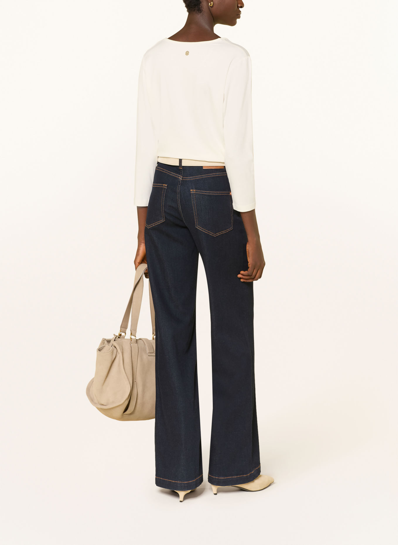 JOOP! TAMINA-shirt in gemengde stof met 3/4-mouwen: WIT