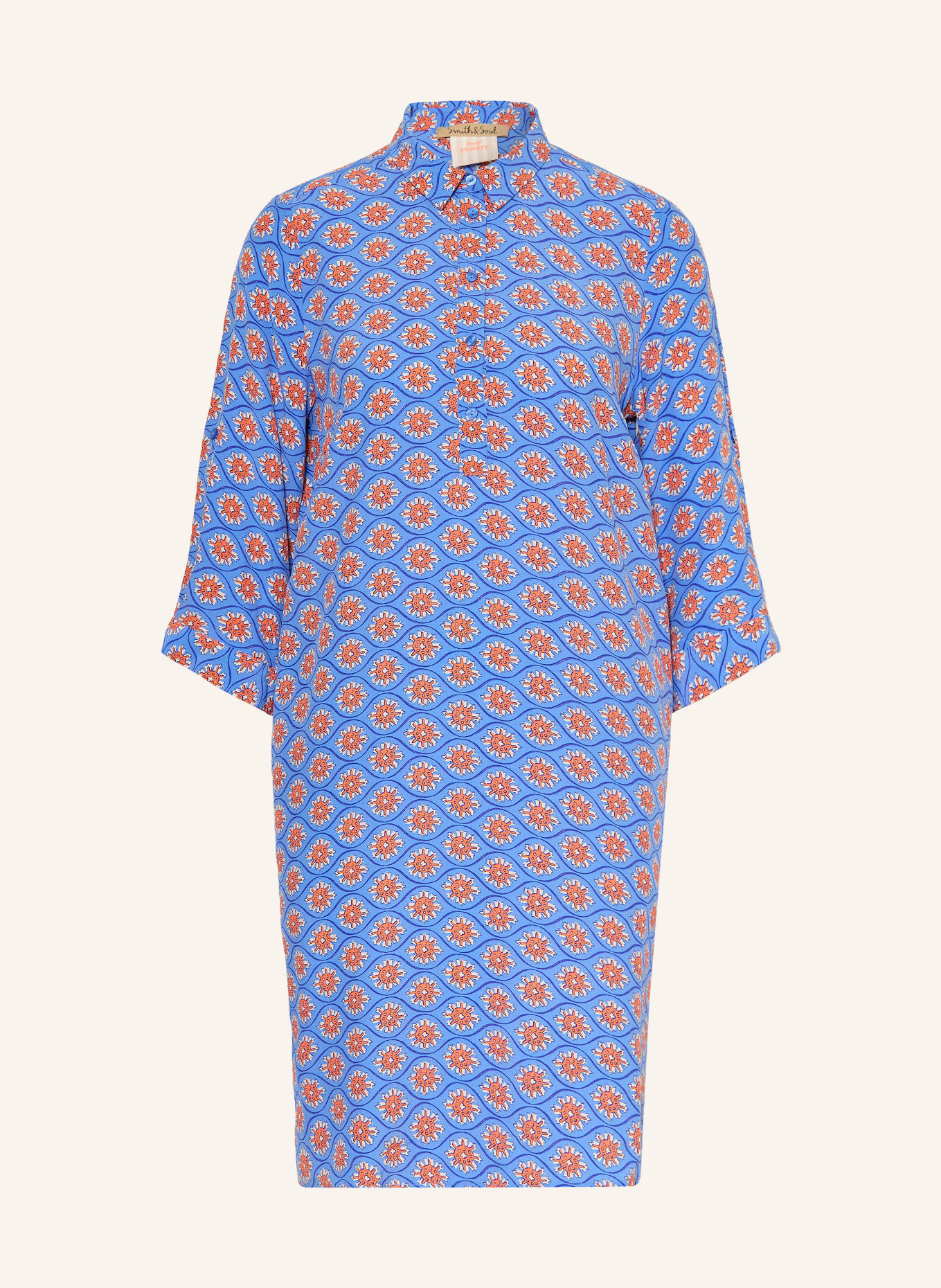 Smith & Soul Hemdblusenkleid mit 3/4-Arm: BLAU / DUNKELORANGE