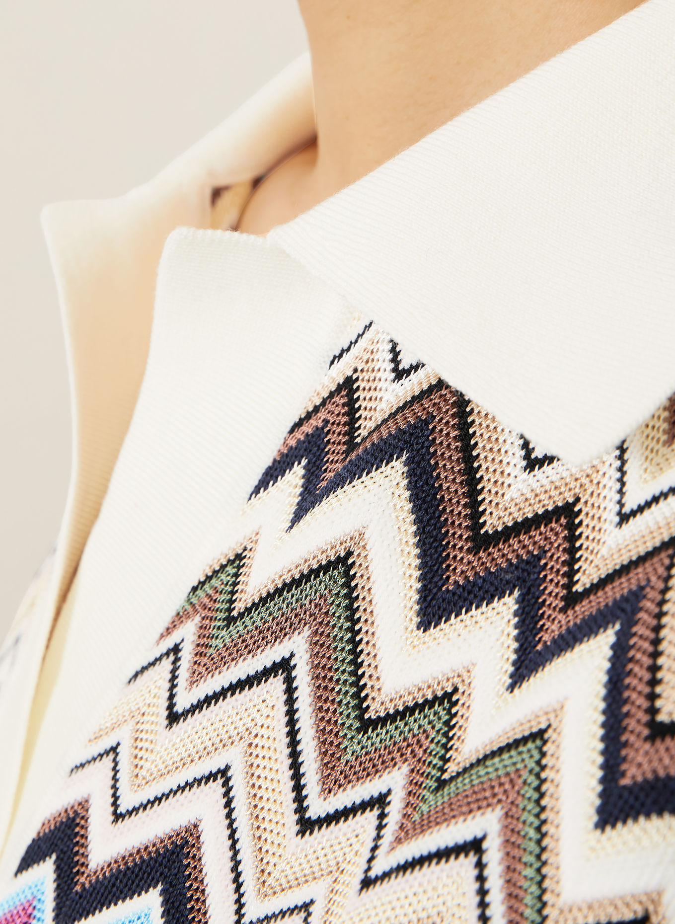 MISSONI Oversized-Poloshirt: CREME / PINK / HELLBLAU