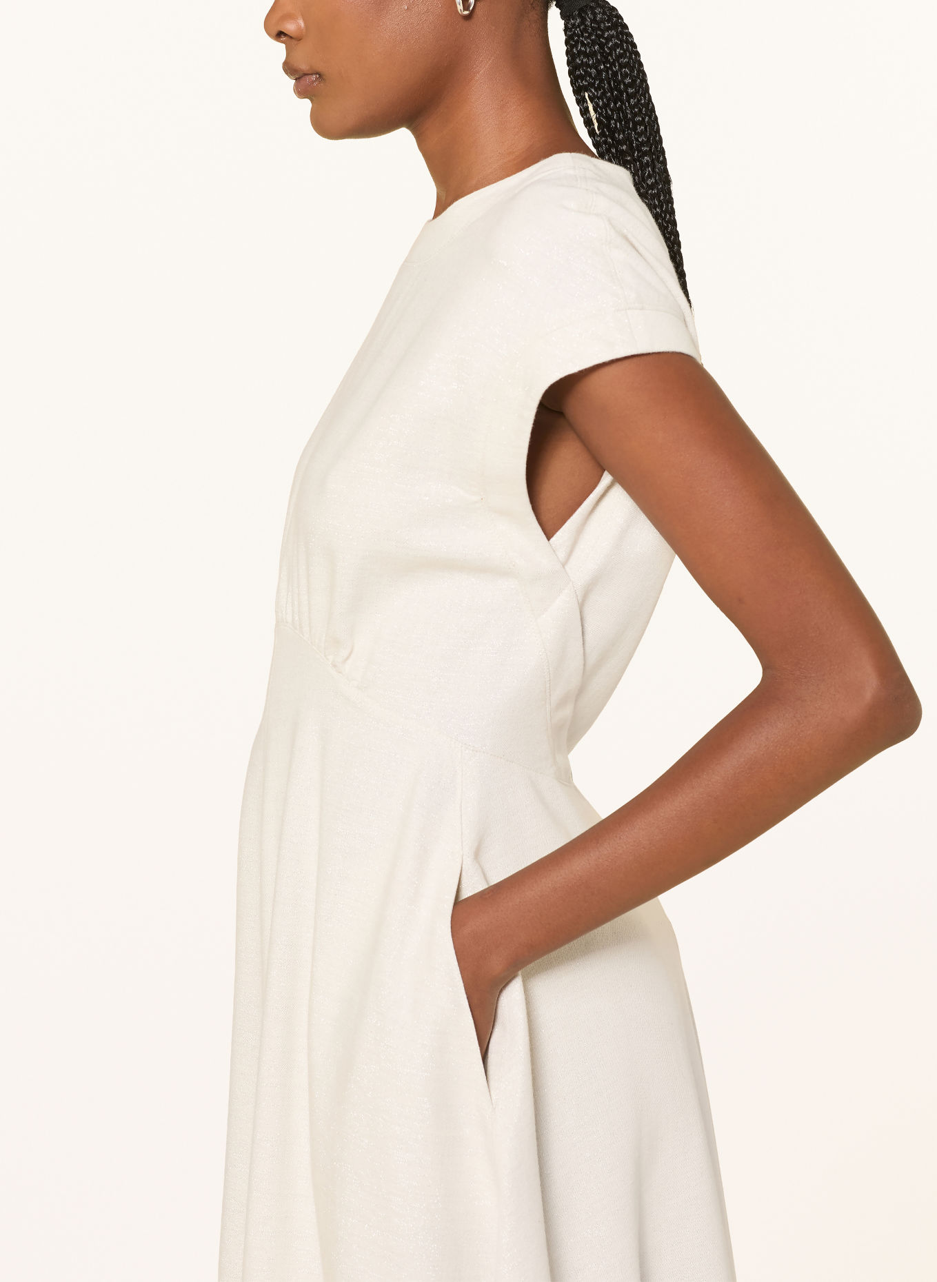 EMPORIO ARMANI Kleid mit Glitzergarn: CREME / SILBER