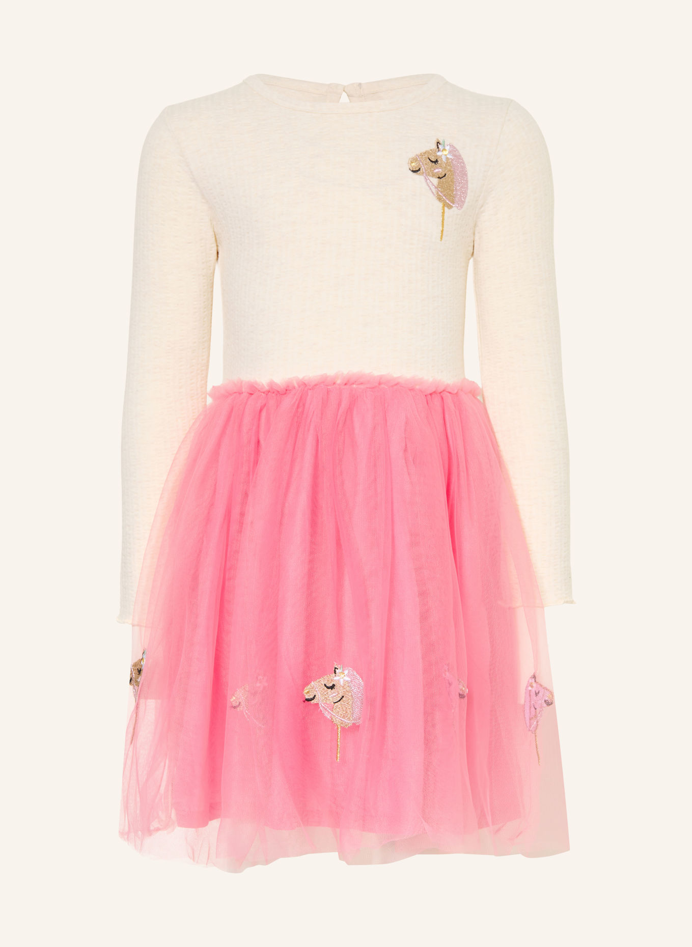 DANAMADE Robe en mélange de matières: MARRON CLAIR / ROSE