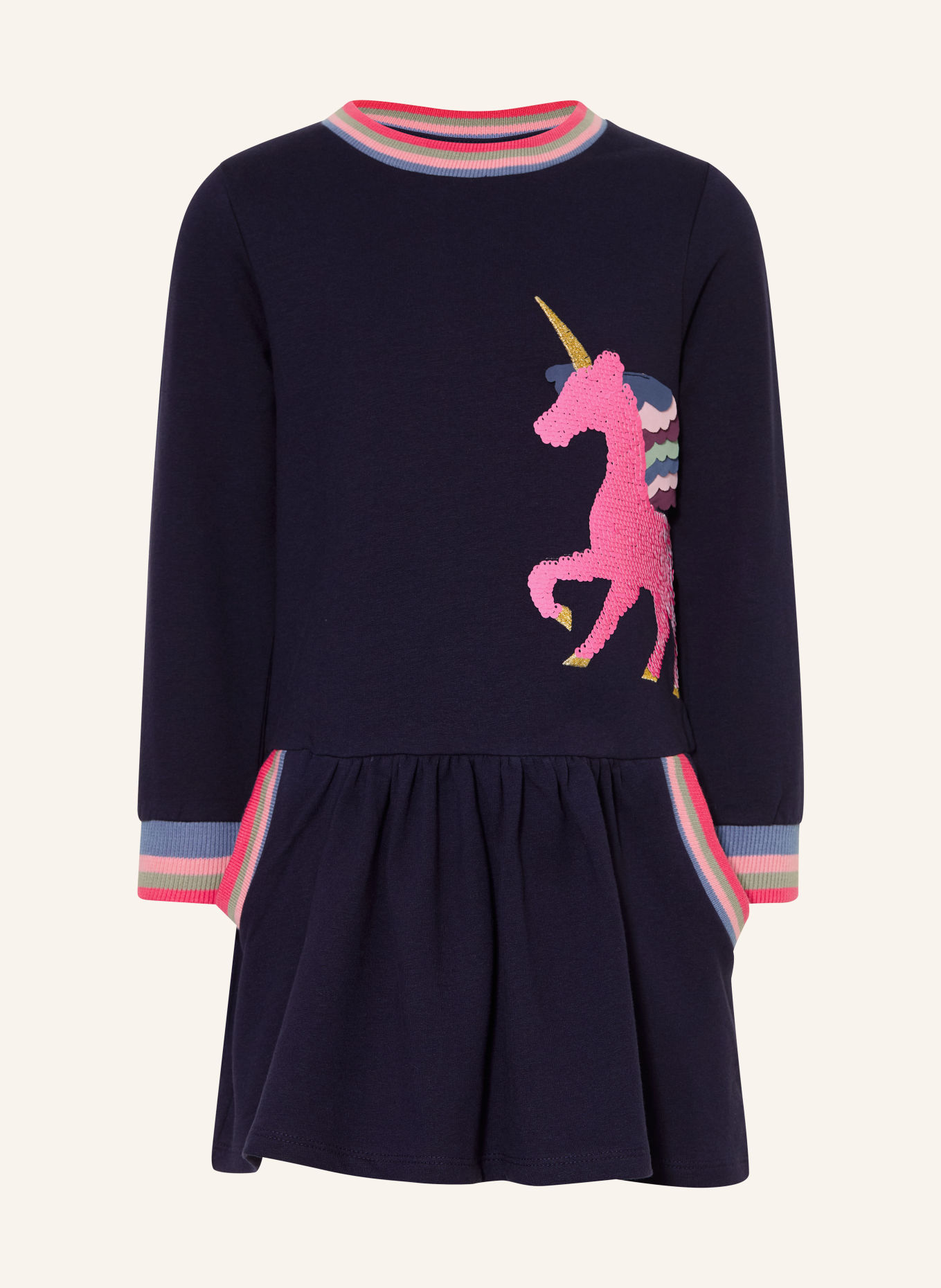 DANAMADE Robe sweat à paillettes: BLEU FONCÉ / ROSE / BLEU CLAIR