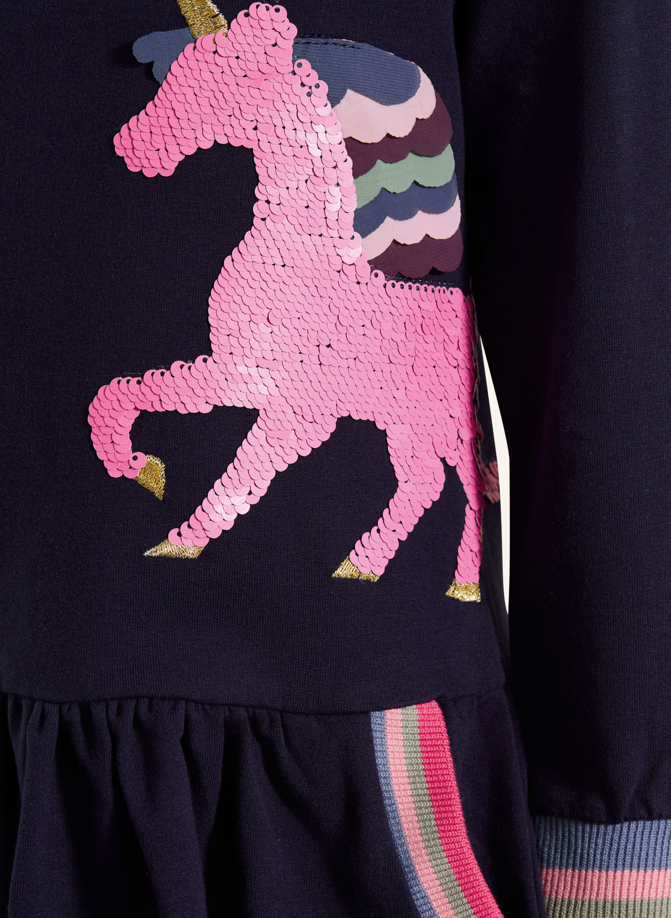 DANAMADE Robe sweat à paillettes: BLEU FONCÉ / ROSE / BLEU CLAIR