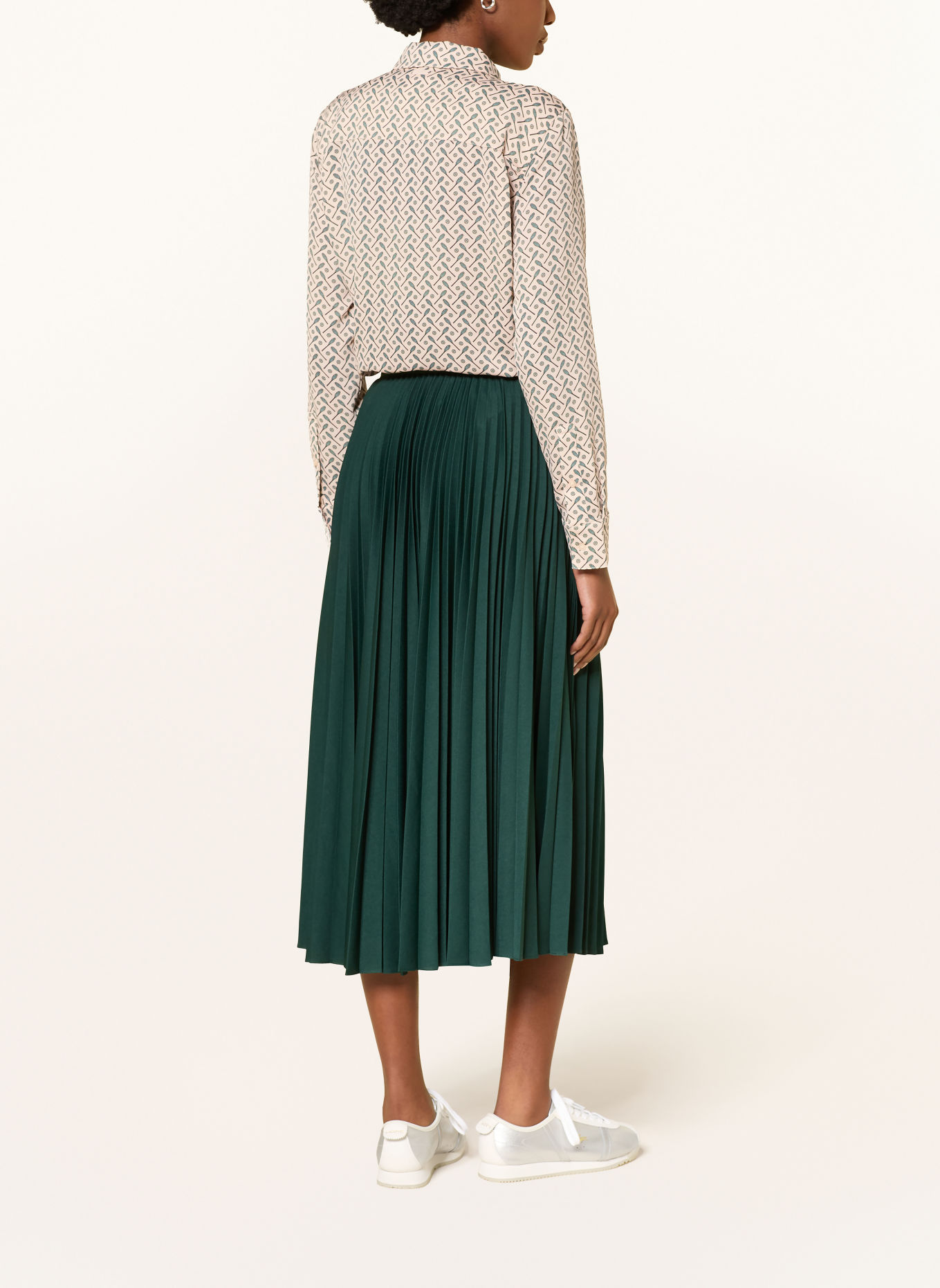 LACOSTE Shirt blouse: BEIGE / GREEN