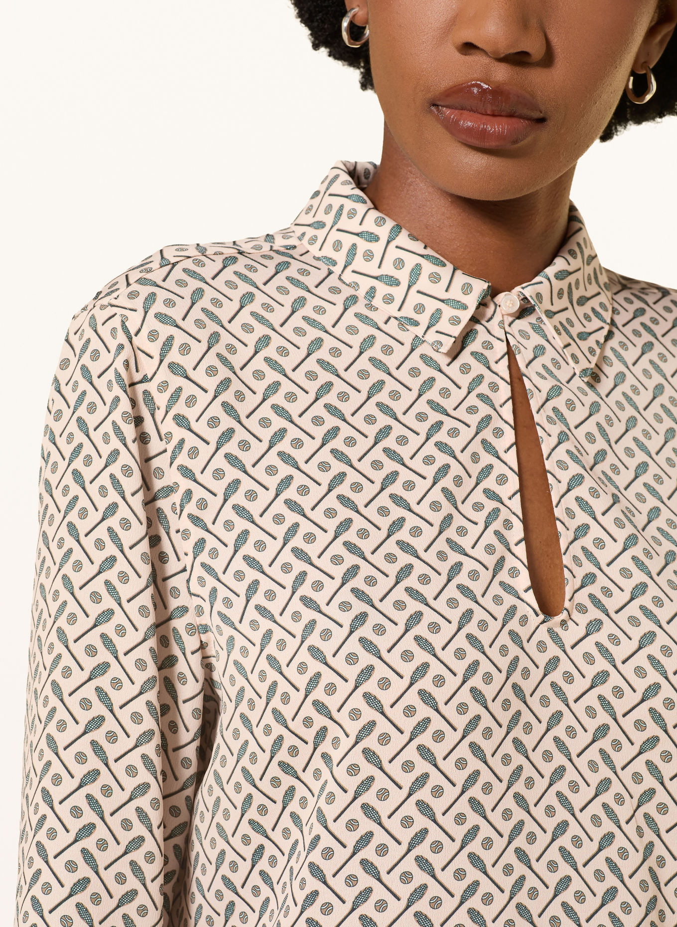 LACOSTE Shirt blouse: BEIGE / GREEN