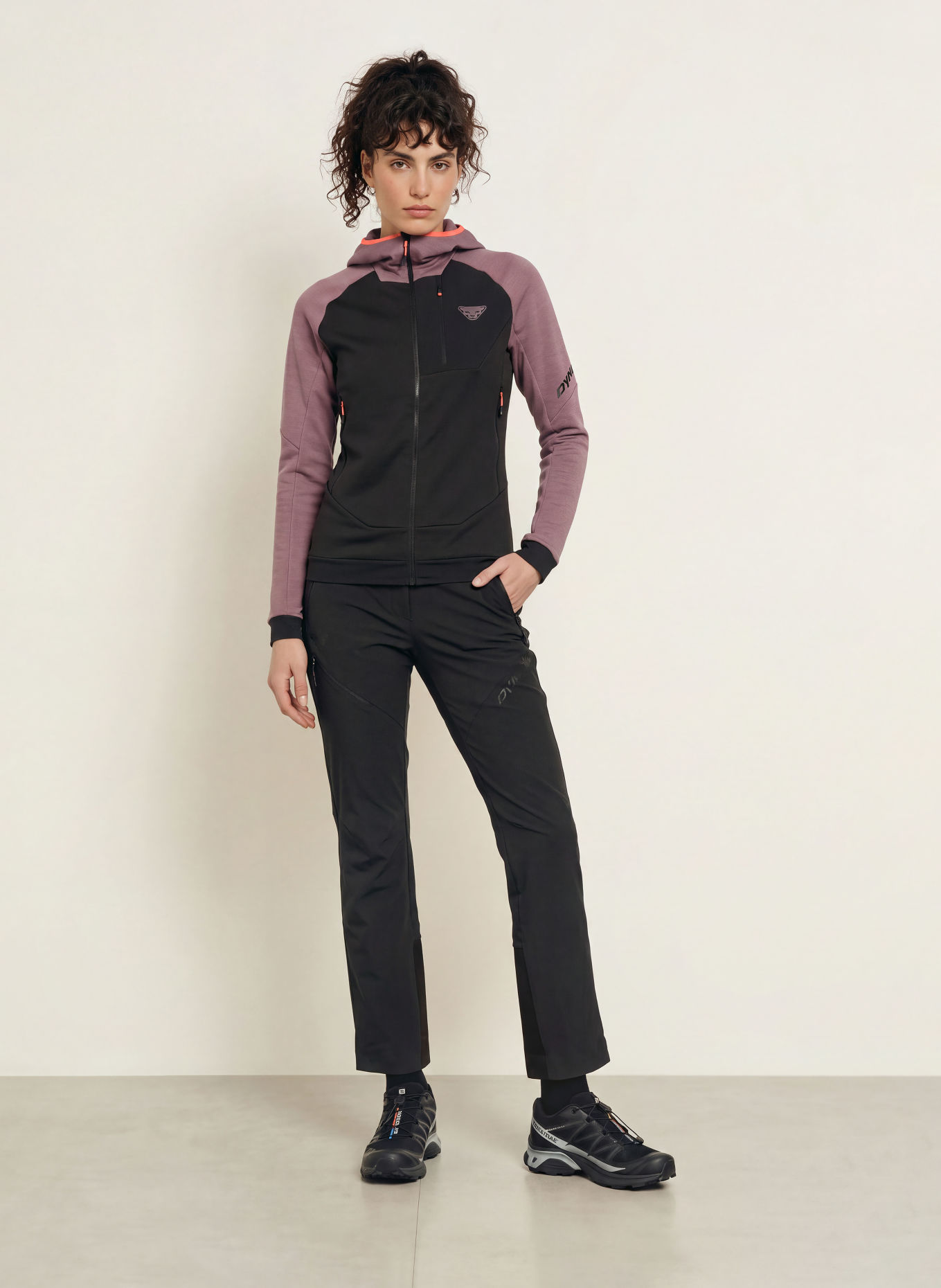 DYNAFIT Midlayer-Jacke RADICAL WOOL: SCHWARZ / LILA / HELLROT