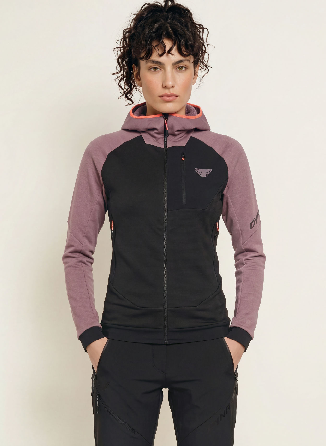 DYNAFIT Midlayer-Jacke RADICAL WOOL: SCHWARZ / LILA / HELLROT