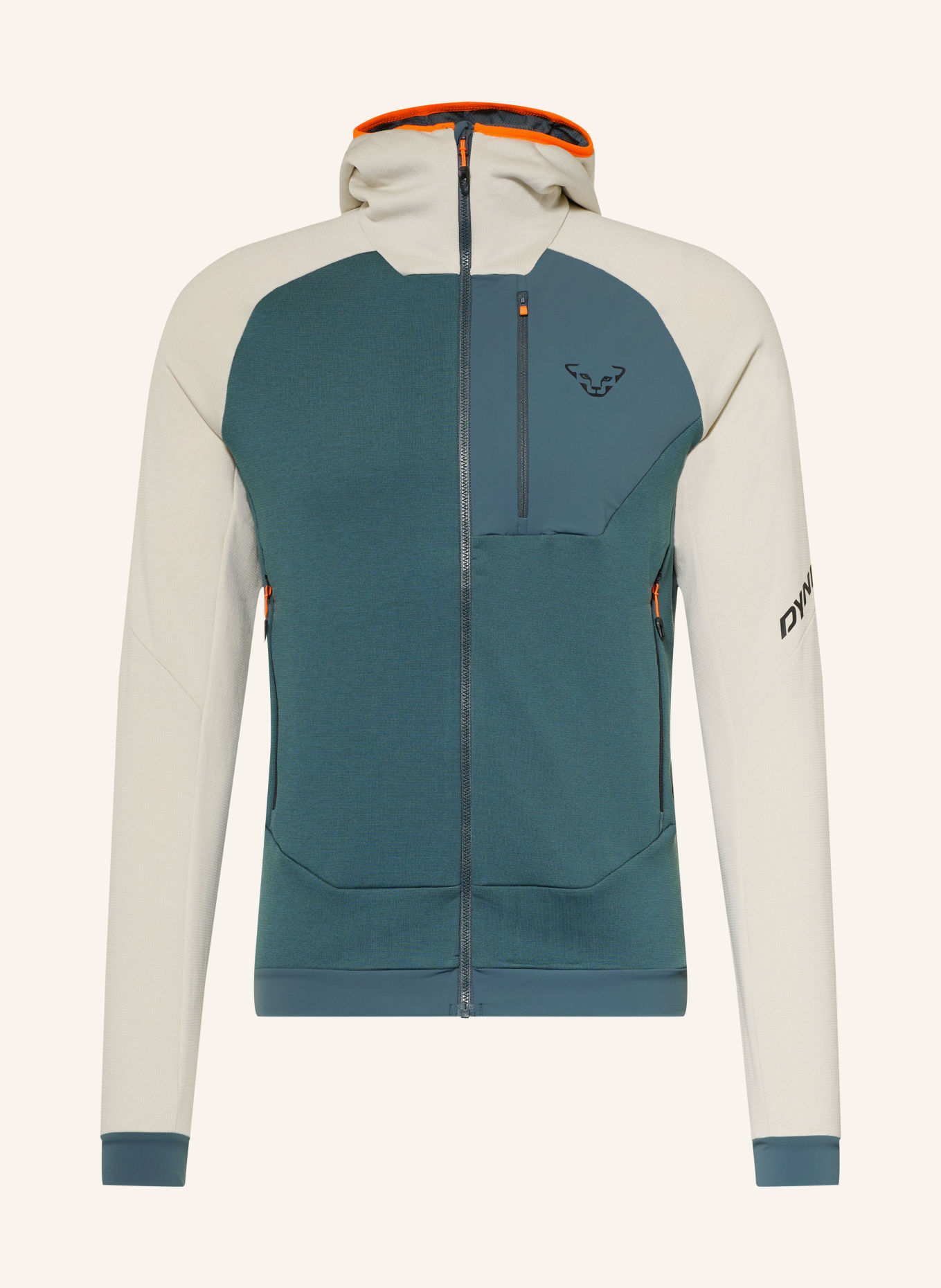 DYNAFIT Midlayer-jas RADICAL WOOL: WIT / NEONORANJE / PETROL
