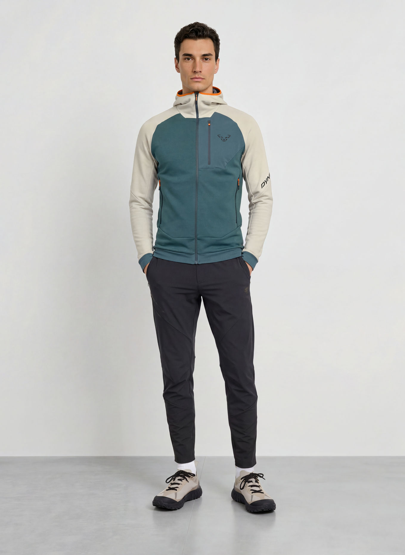 DYNAFIT Midlayer-jas RADICAL WOOL: WIT / NEONORANJE / PETROL