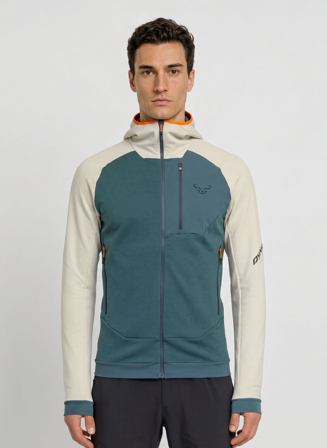 DYNAFIT Midlayer-jas RADICAL WOOL: WIT / NEONORANJE / PETROL