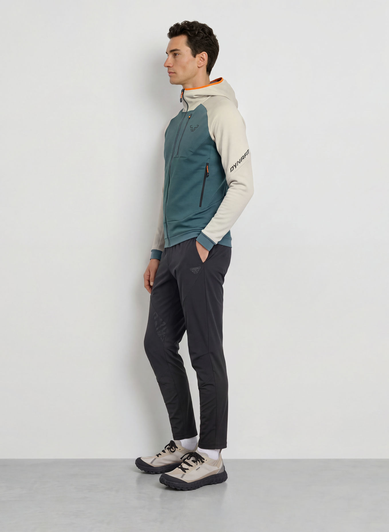 DYNAFIT Midlayer-jas RADICAL WOOL: WIT / NEONORANJE / PETROL