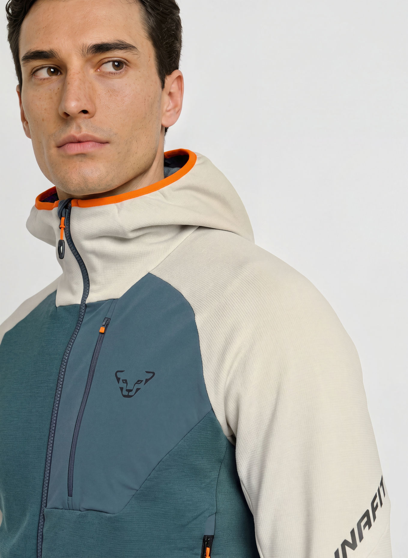 DYNAFIT Midlayer-jas RADICAL WOOL: WIT / NEONORANJE / PETROL
